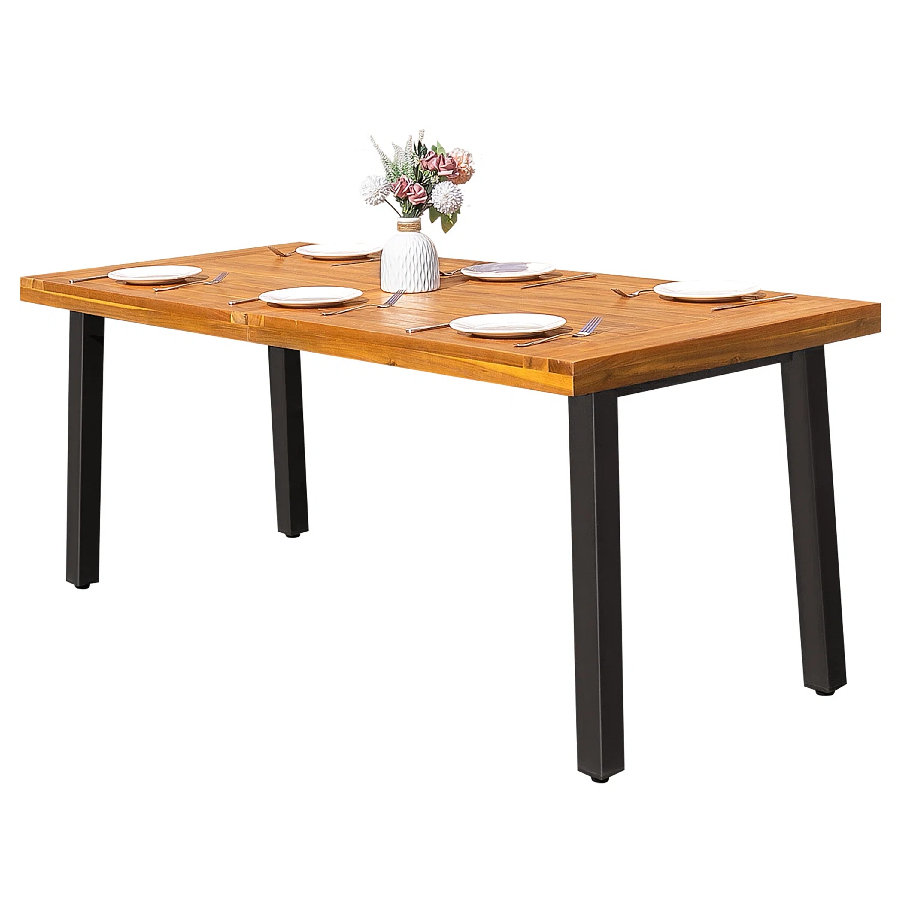 Vineego LS-LCW213D6 Outdoor Dining Table Square Outdoor Dining 32.25-in W x 69-in L