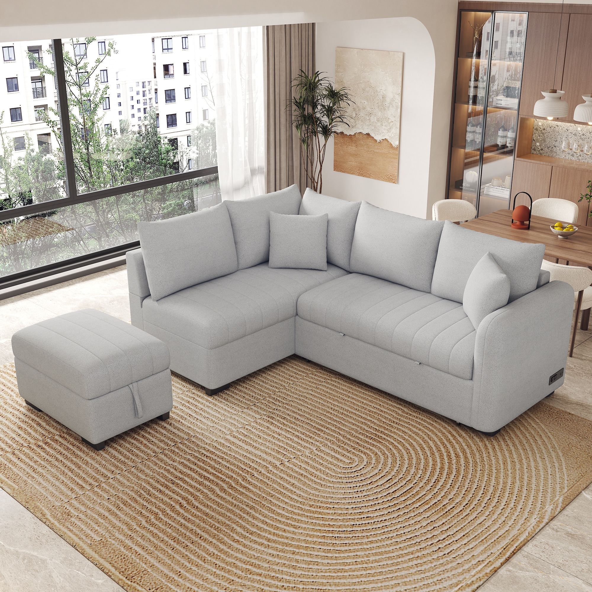 Nestfair SF1440E Gray Contemporary/Modern Polyester Sofa bed