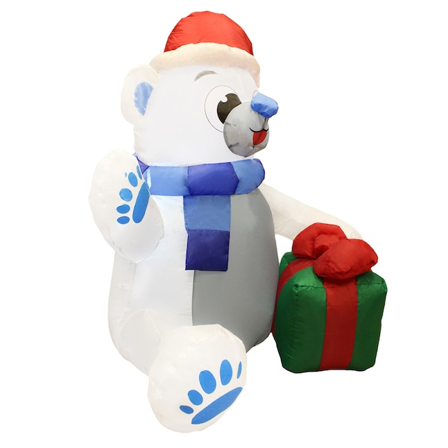 Joiedomi 4-ft Lighted Bear Christmas Inflatable in the Christmas ...