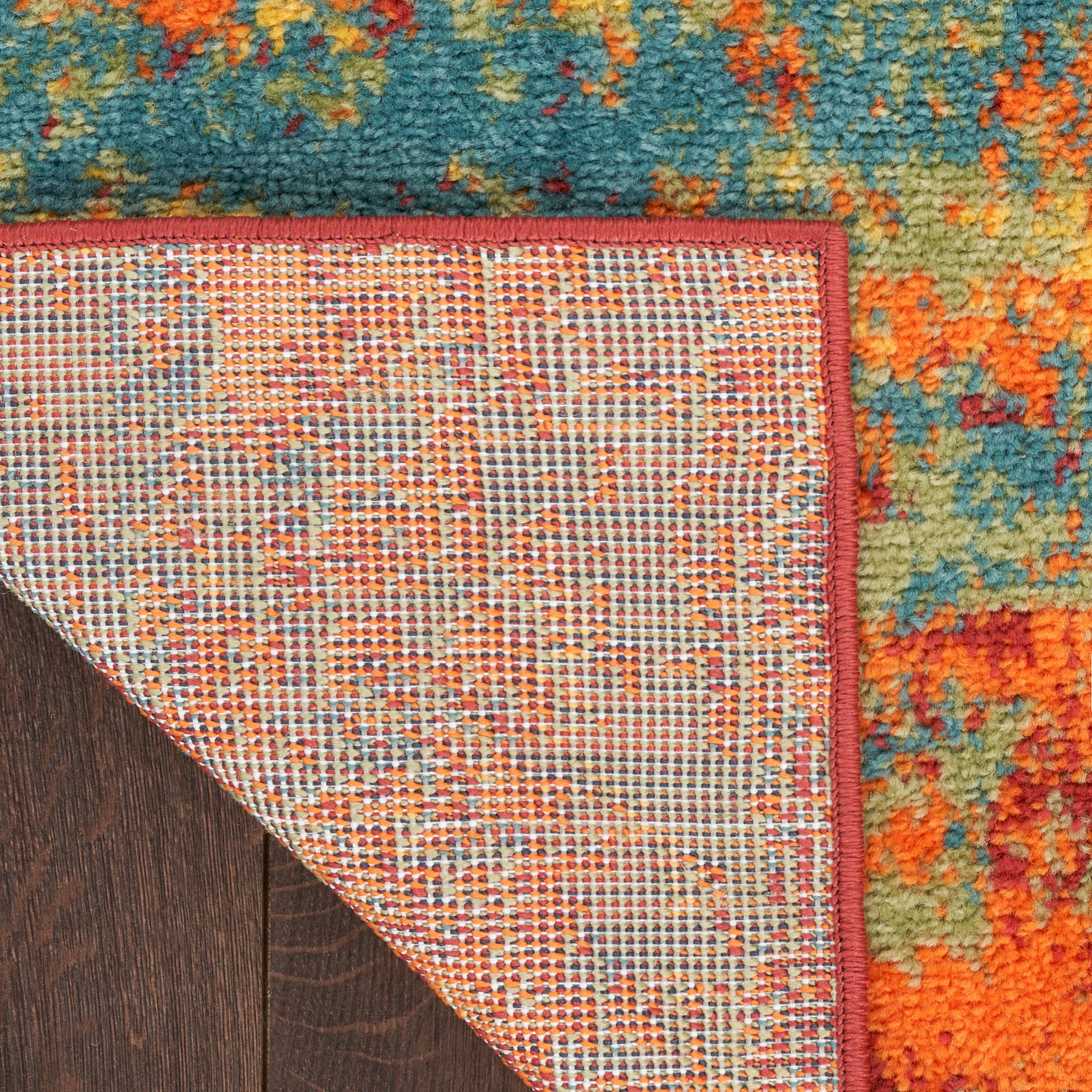 Flame Red and Yellow Synthetic Runner Rug, 2' x 6'