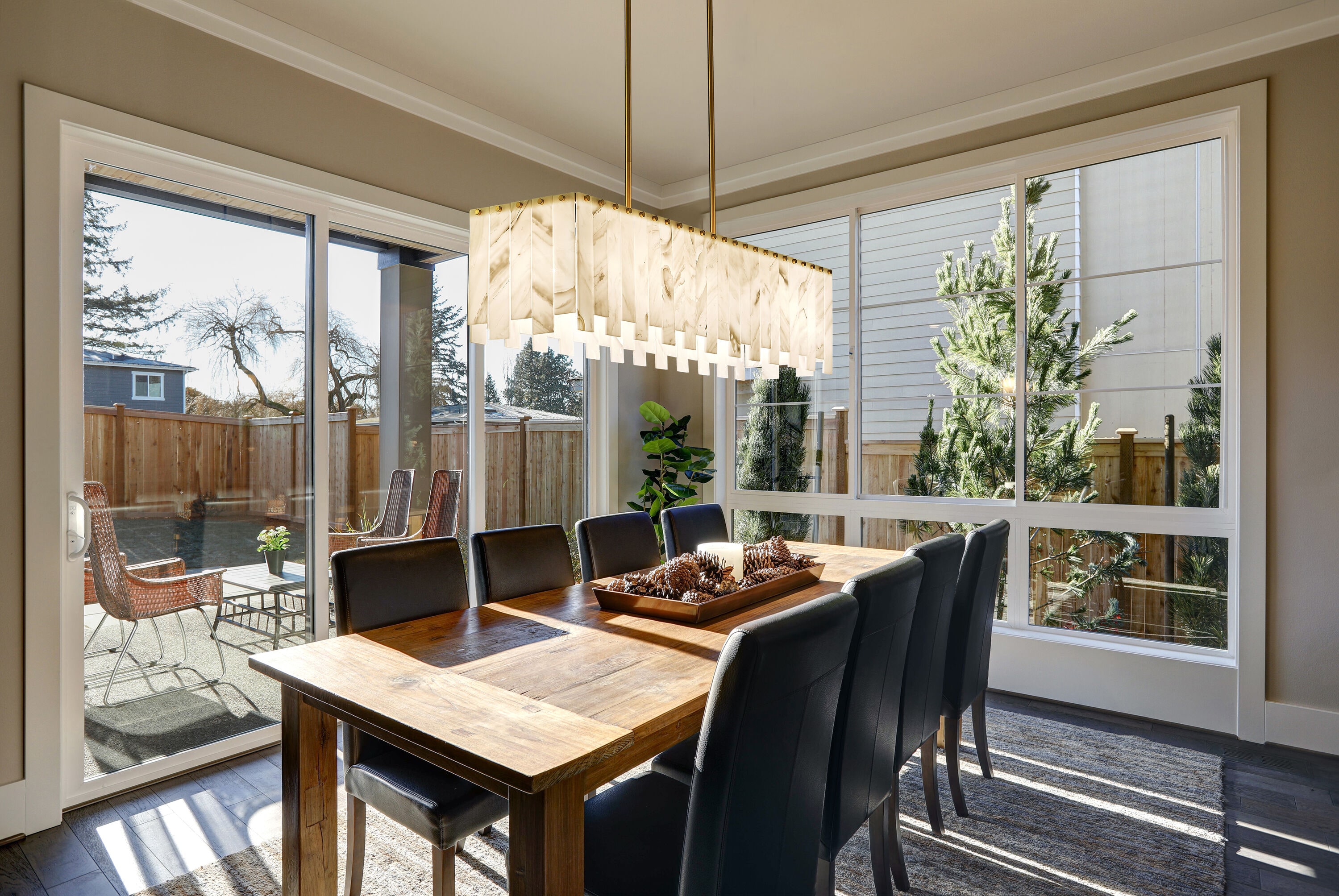 Viviana Contemporary 7-Light Linear Chandelier in Rubbed Brass