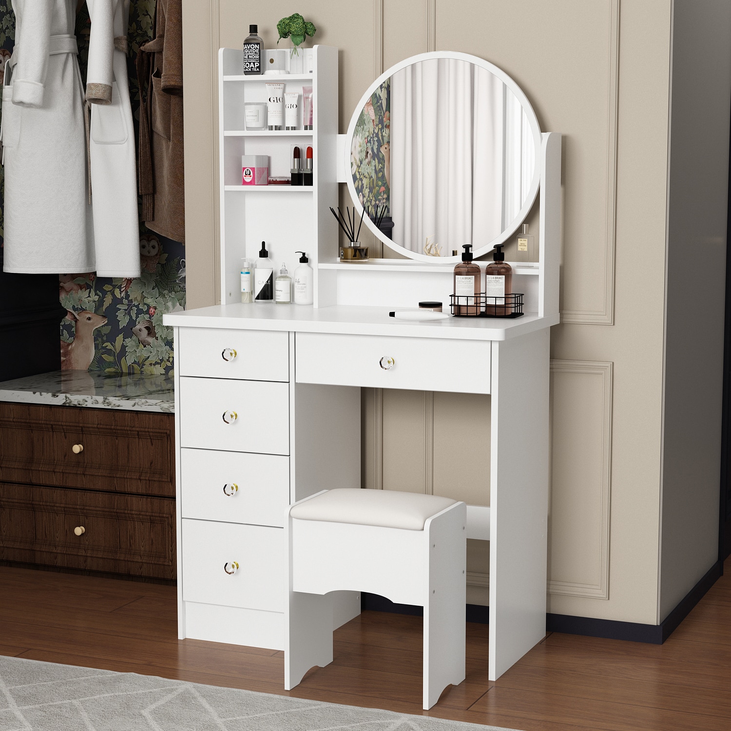 FUFU&GAGA LJY-WFJWL0095-01 31.5-in White Makeup Vanity