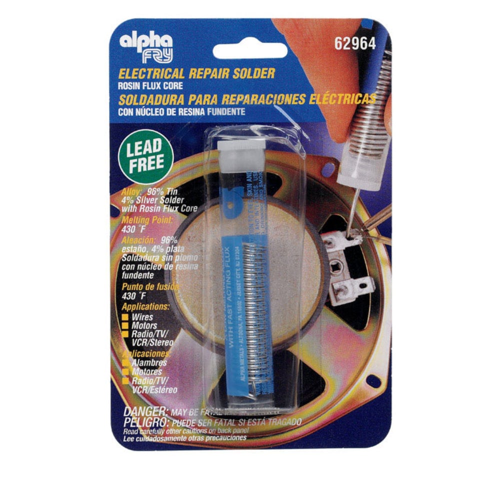Alpha Fry  Lead Free Repair Solder 0.05 oz 0.062 in Tin Silver Rosin Core Carded