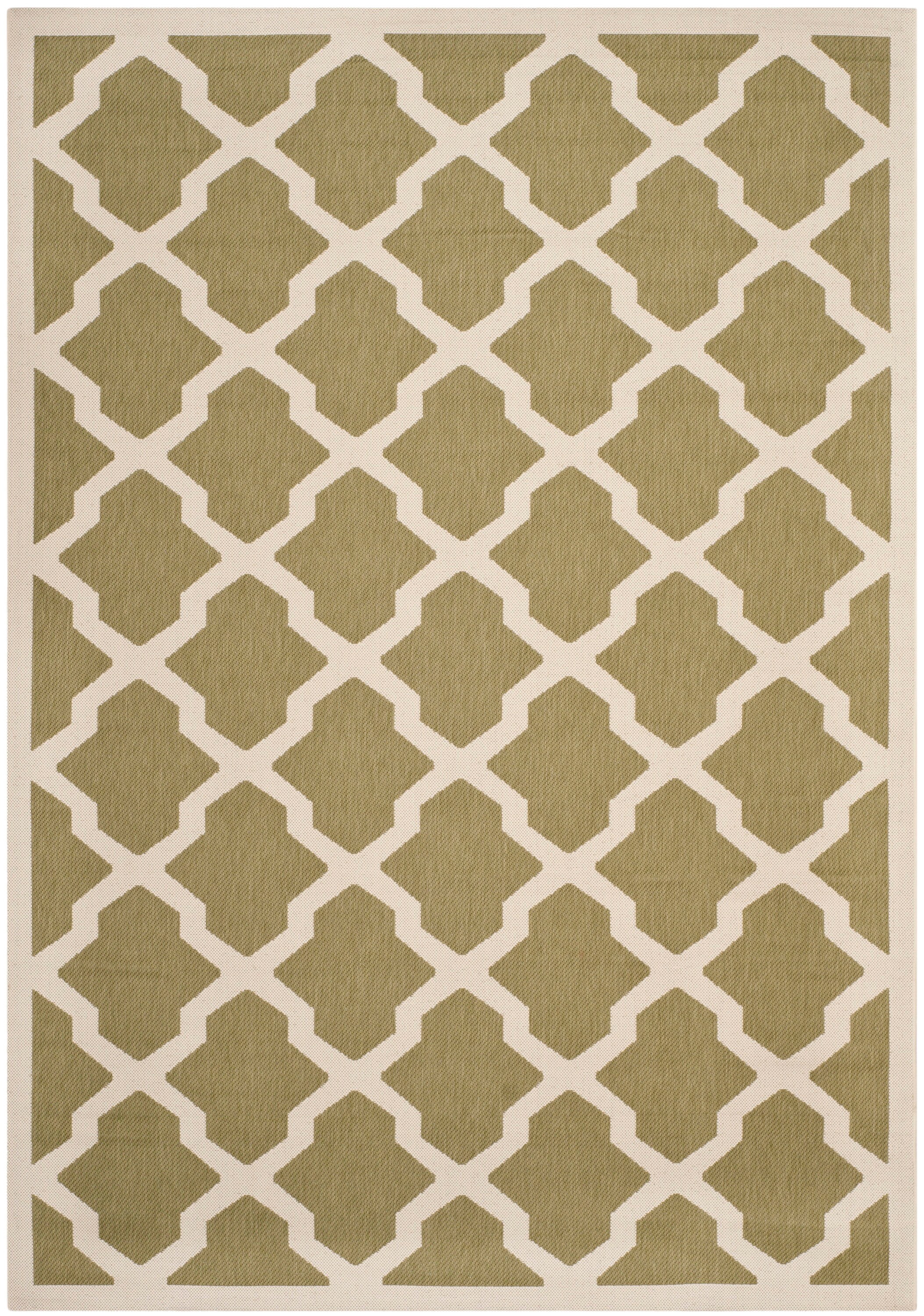 Safavieh CY6903-244-6 Courtyard Dian 7 x 10 (ft) Loomed Polypropylene Green/Beige Rectangular Indoor/Outdoor Trellis Coastal Area rug