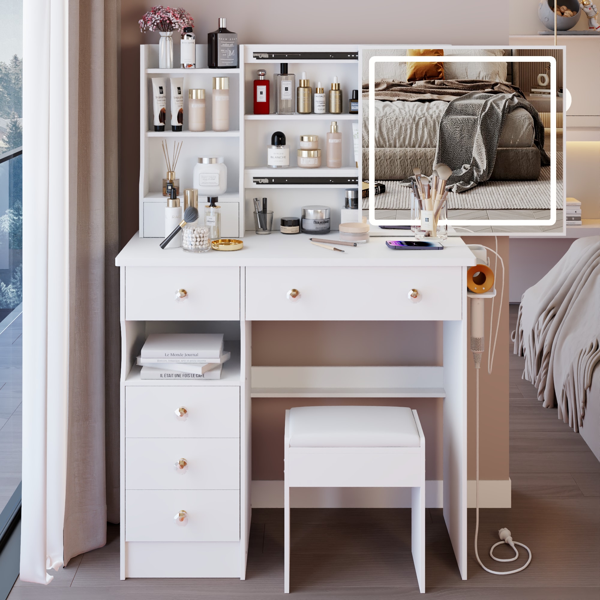 Kahomvis AC-QPCRAZY-08 Bedroom-Vanities - View #4
