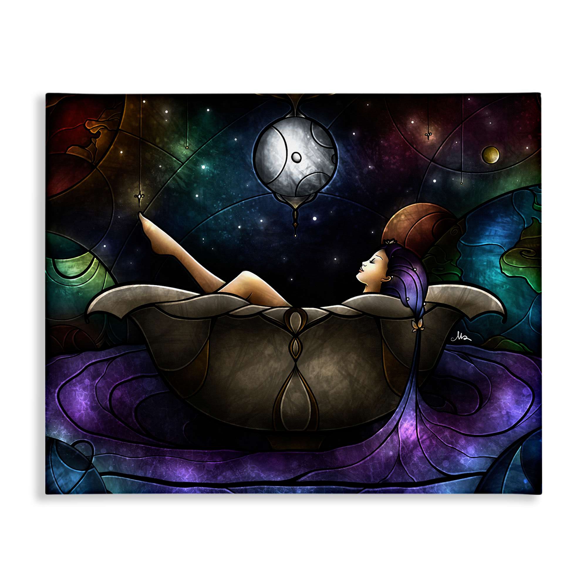 Stupell Industries BS-985-CN-30X40 Bathing Under Moonlight Canvas Wall Art By Mandie Manzano 40 x 30