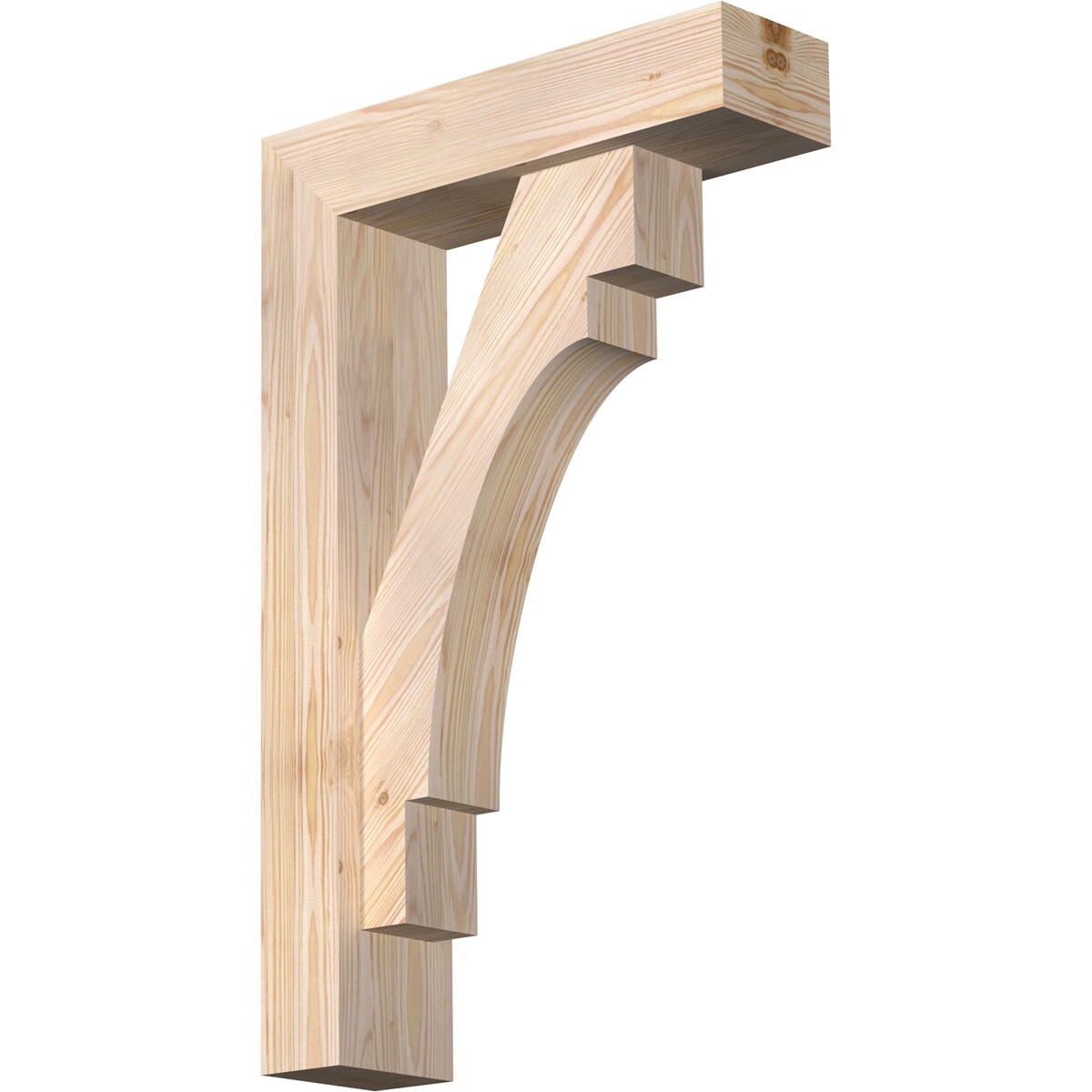 Ekena Millwork 1463340 Merced Block Smooth Bracket with Offset Brace 5-1/2-in x 20-in x 32-in Douglas fir Brown Wood Standard bracket
