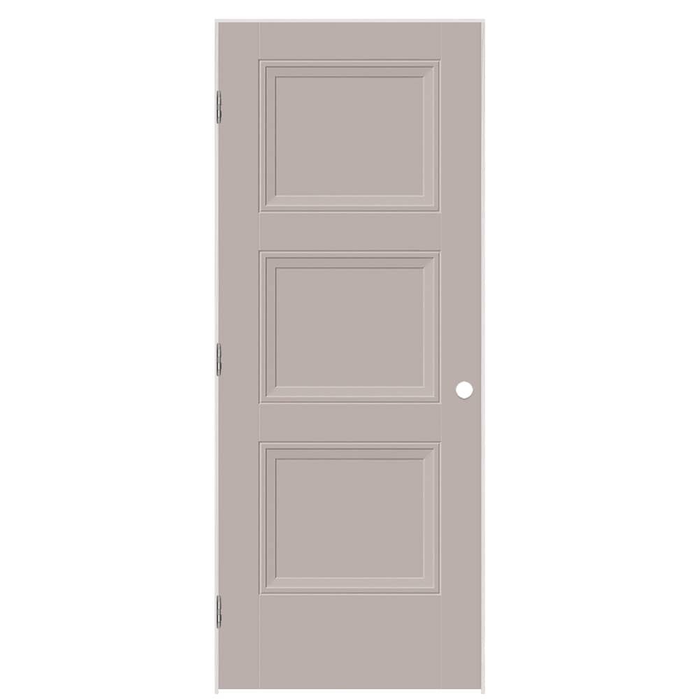 Masonite 1573133 32-in x 80-in Driftwood Hollow core 3-panel square Right hand Smooth Prefinished Molded composite Flat Jamb Single Prehung Interior Door