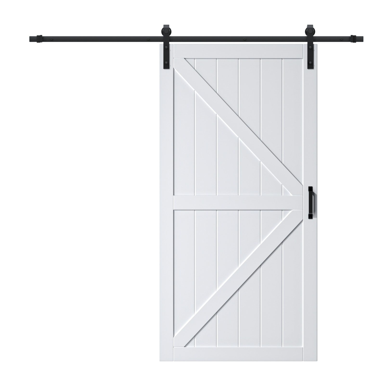 JUJUBON IN-BDBD1-K-WH-42 42-in x 84-in White K-frame MDF Solid core Single Barn Door (Hardware Included)