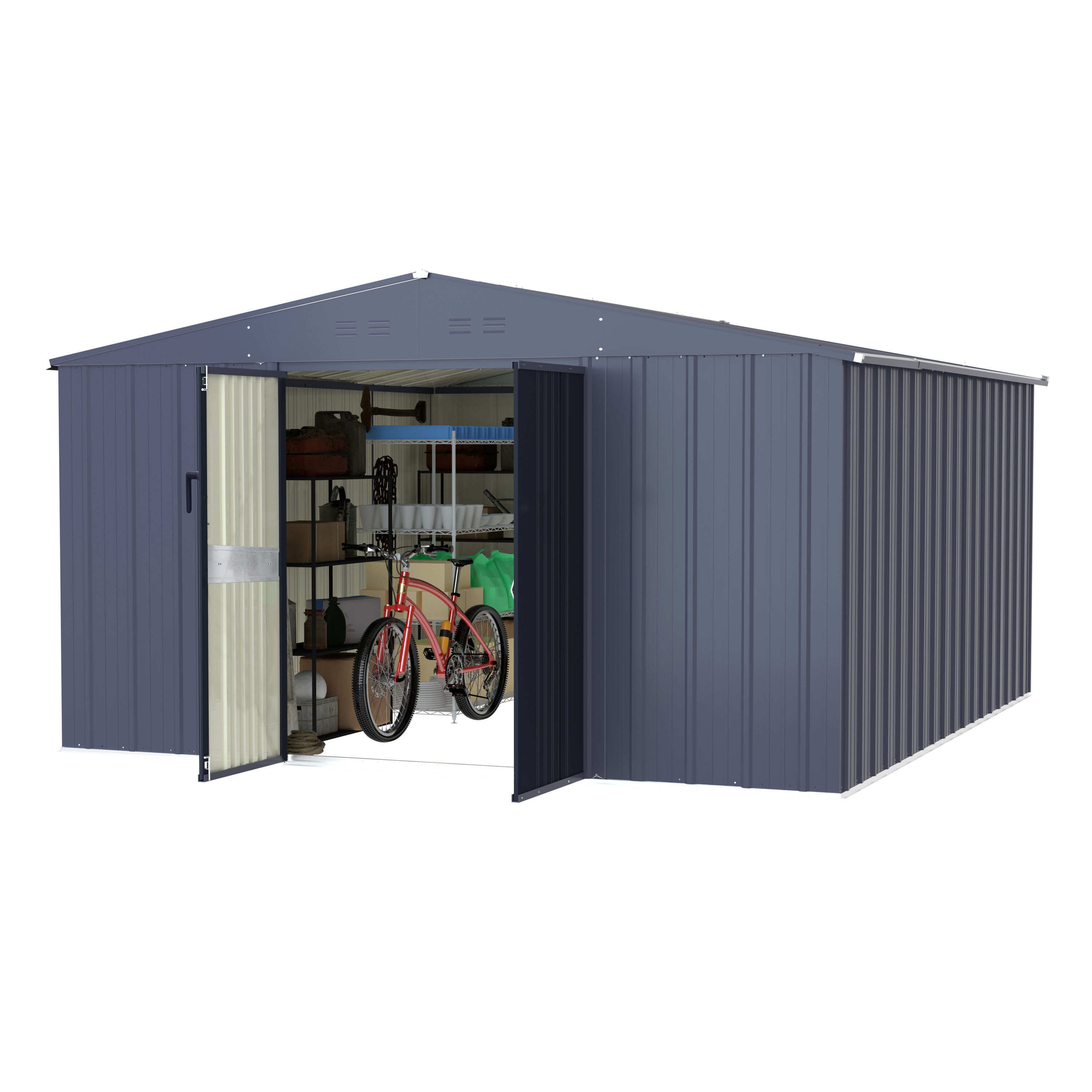 VEIKOUS PG0301-12-04 10-Feet x 13-Feet Metal Storage Shed Galvanized steel Storage Shed