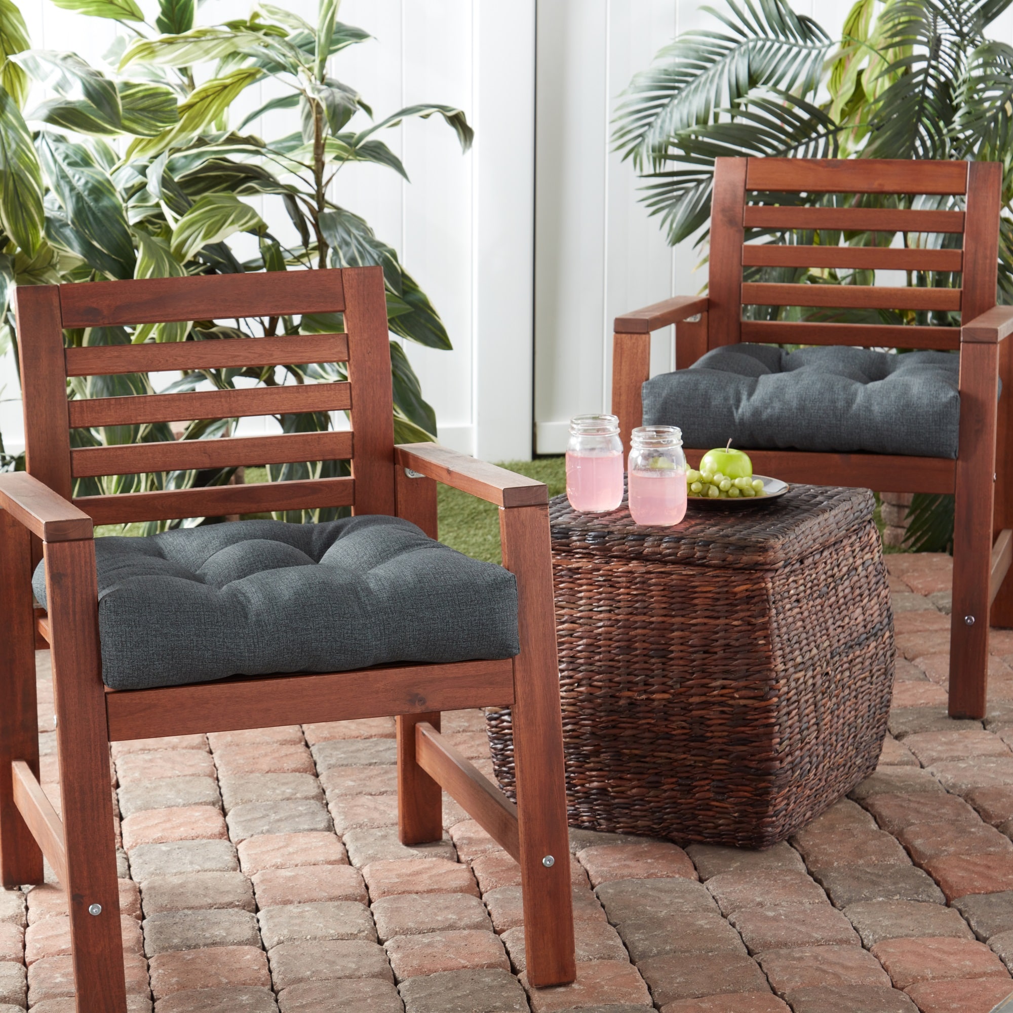 Greendale Home Fashions 20-in x 20-in 2-Piece Carbon Patio Chair ...