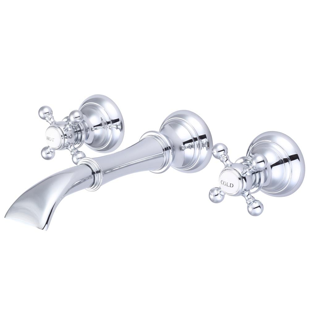 Water Creation F4-0004-01-BX F4 Chrome Wall-mount 2-handle Waterfall Commercial/Residential Handle Bathroom Sink Faucet
