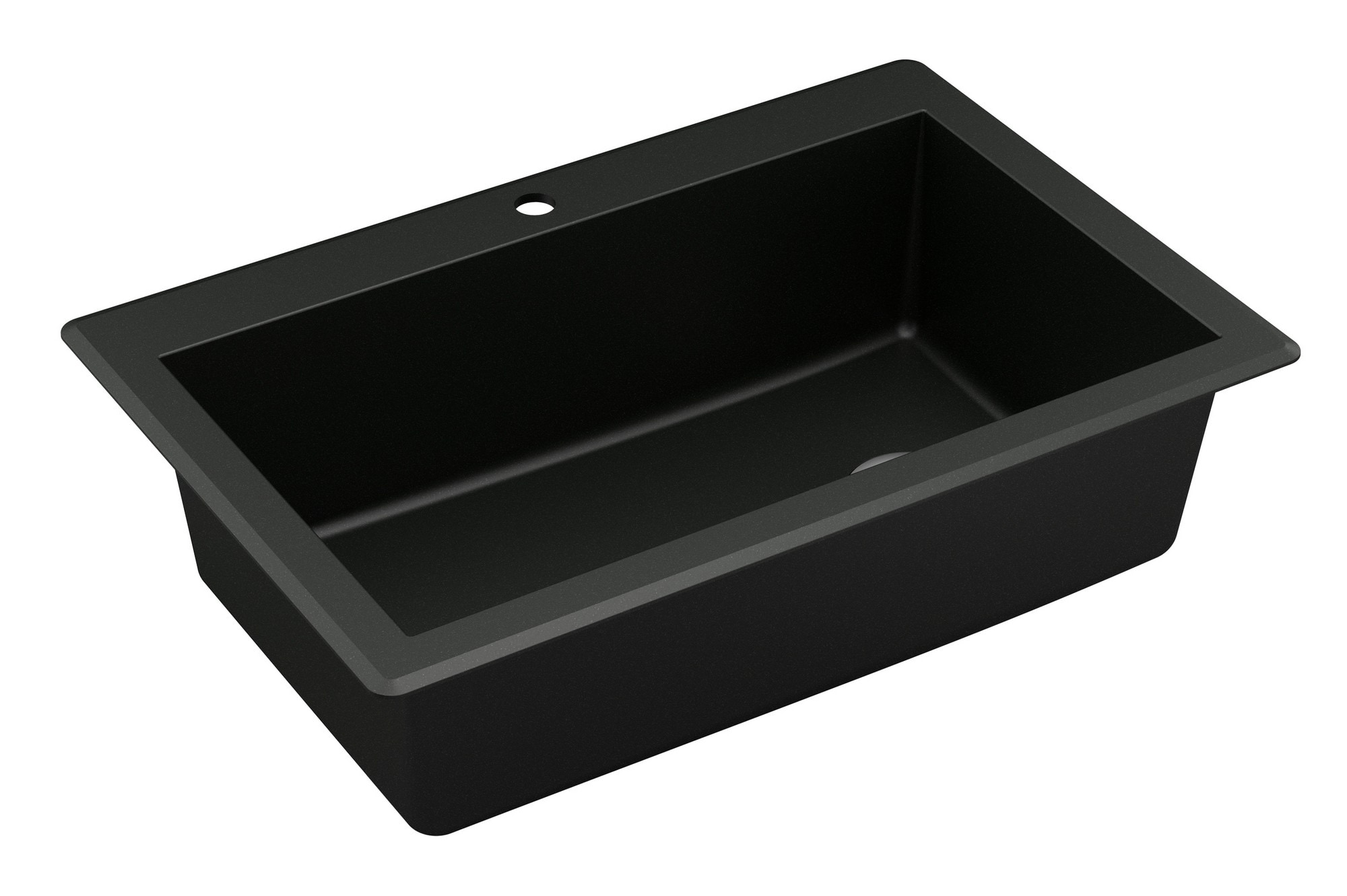 Black Quartz Composite Top Mount Single Bowl Kitchen Sink