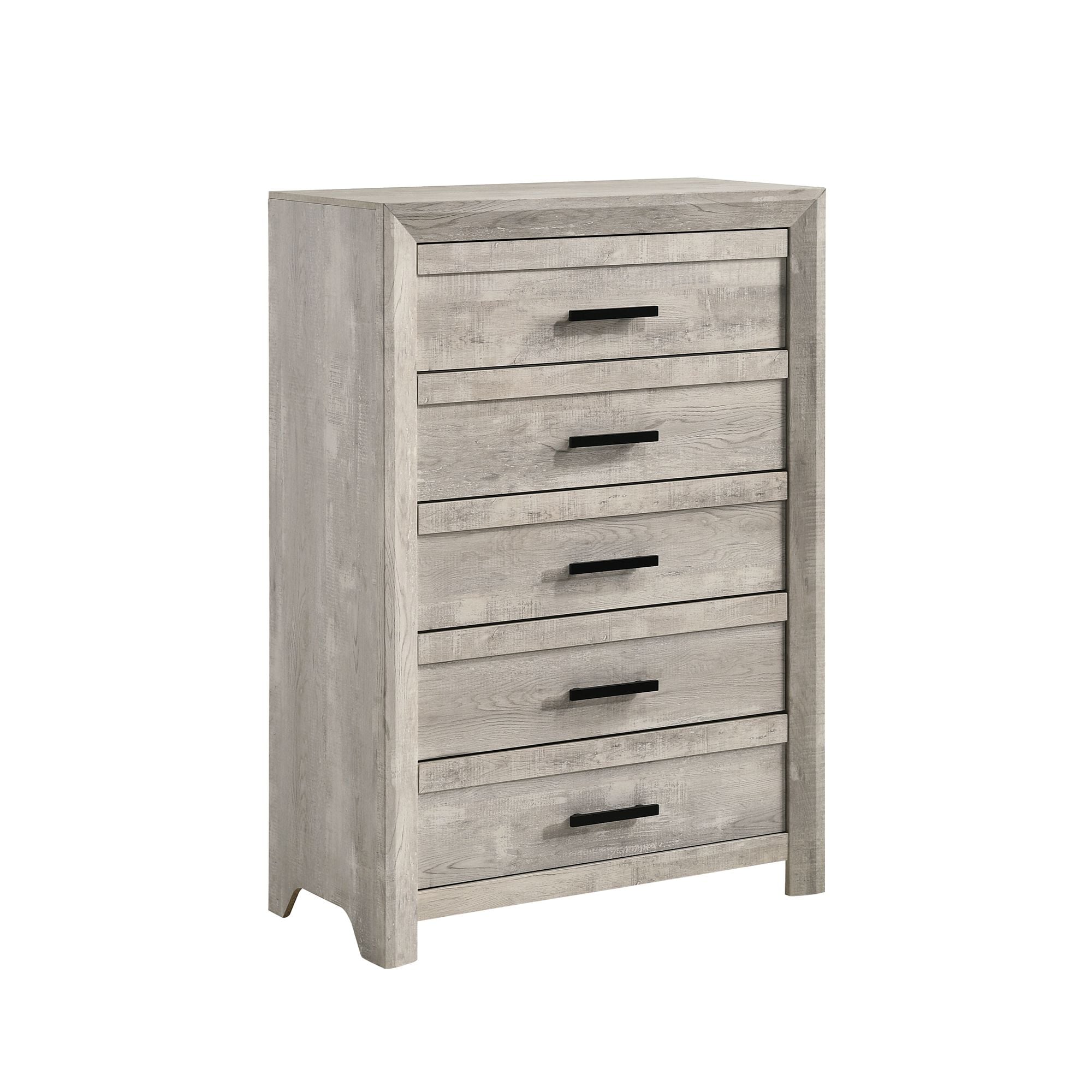 Keely Ash White Chevron Panel 5-Piece Bedroom Set