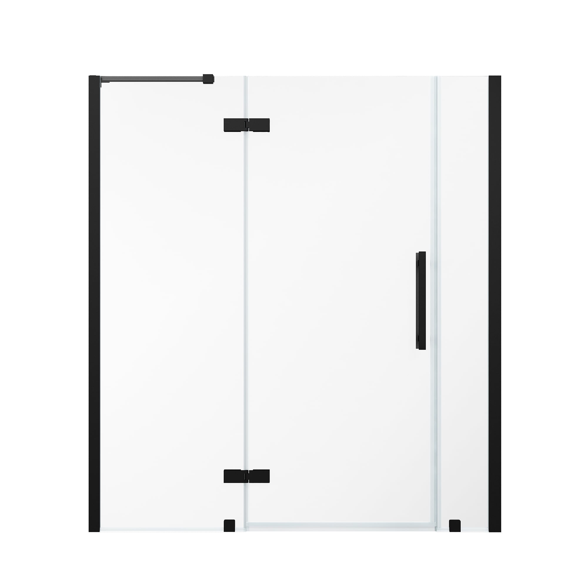 Tampa-Pro 72" Black Frameless Alcove Shower Kit with Tempered Glass