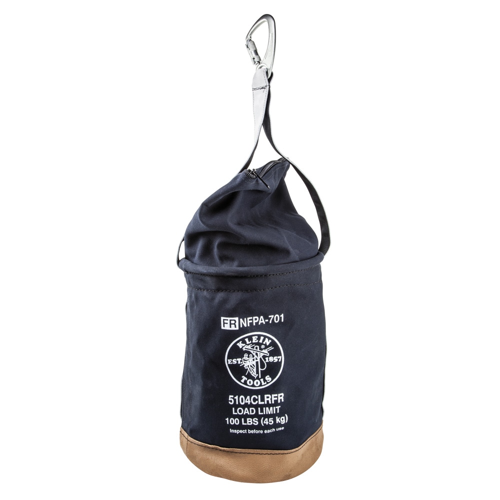 Klein Tools 5104CLRFR Canvas Bucket, Flame-Resistant, Top Closing, 12-Inch