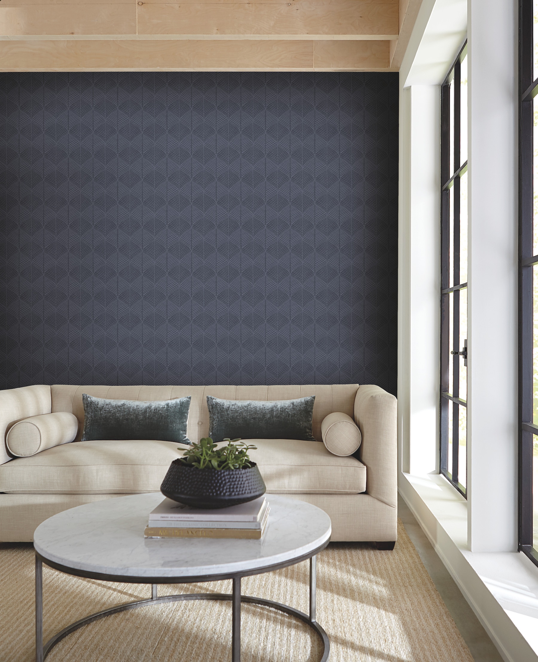 York Wallcoverings SS2564 Silhouettes 60.8-Sq. Feet Navy Non-woven Novelty Prepasted Water Activated Paste Wallpaper