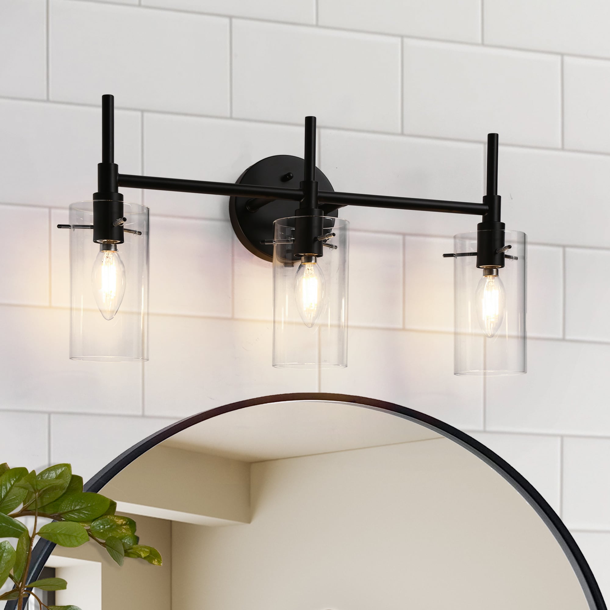ZEVNI L3QAUJNQW679ASM9 Noirlight 20-in 3 -Light Matte Black Traditional Vanity light bar