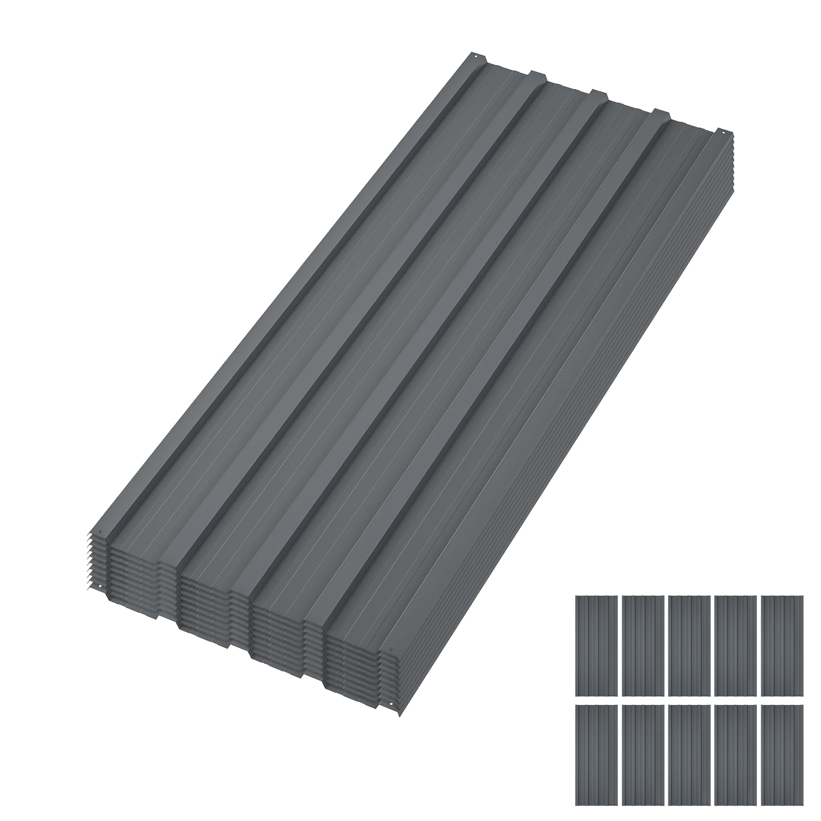 Garvee 10 Pcs Metal Roofing Panels Waterproof Corrugated Metal Roof Panels with Screws for Carports Easy to Install