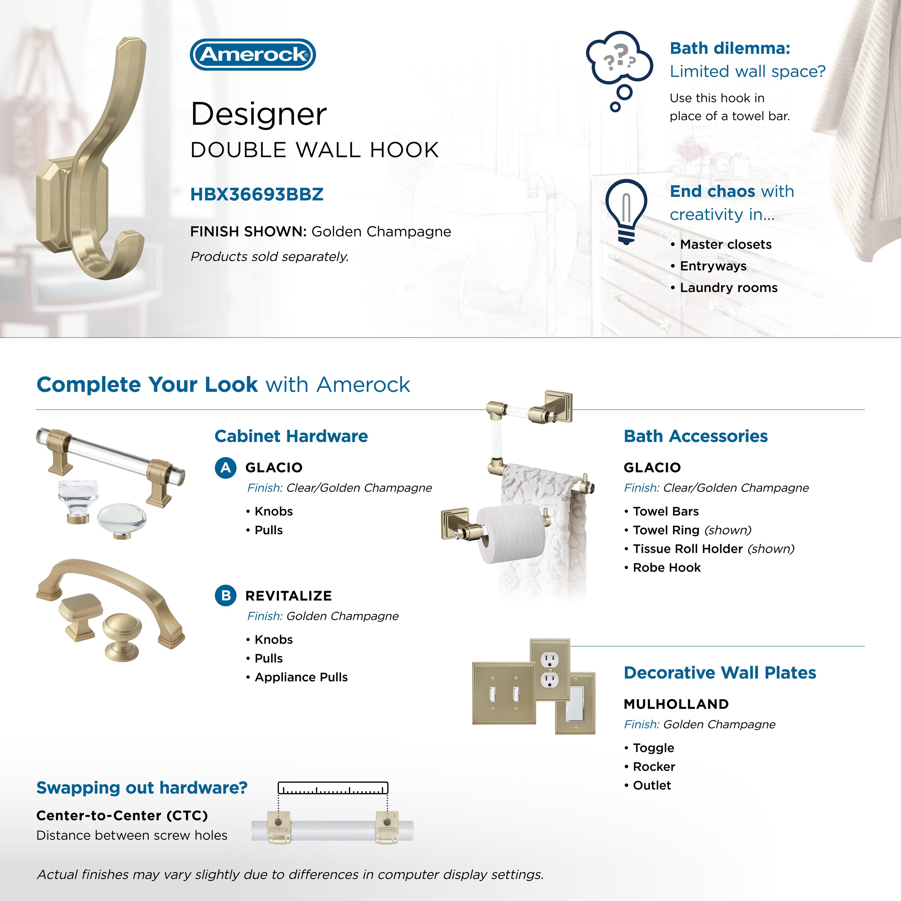 Amerock HBX36693BBZ Decorative-Wall-Hooks - View #6