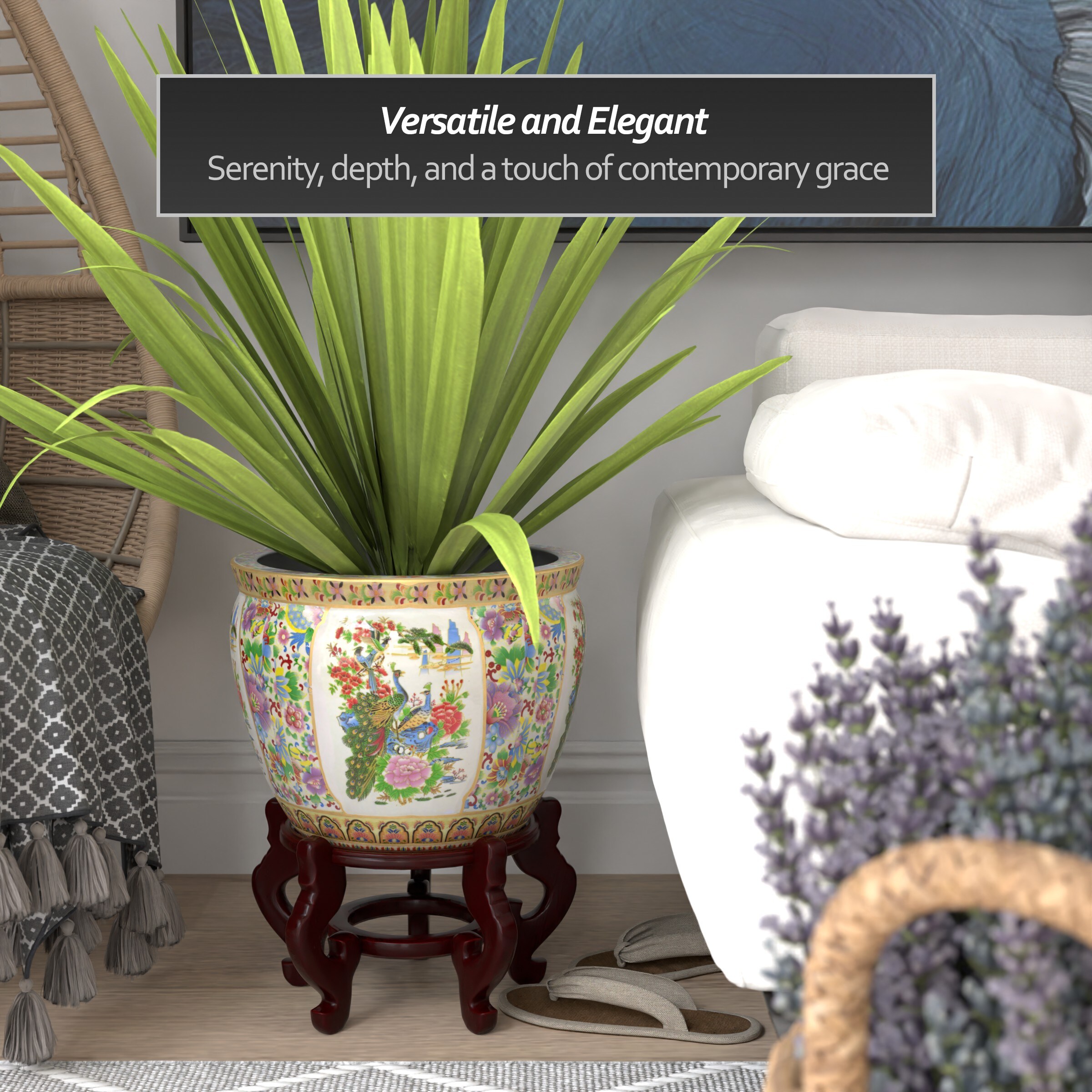 Oriental Furniture BW-14FISH-GDN1 Planter-Window-Box - View #4