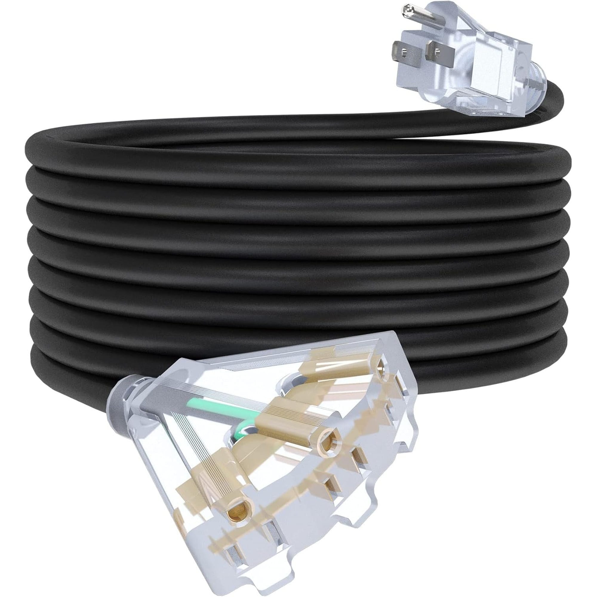 Numhew 25ft 3-Outlet 12AWG Heavy Duty Black Outdoor Extension Cord