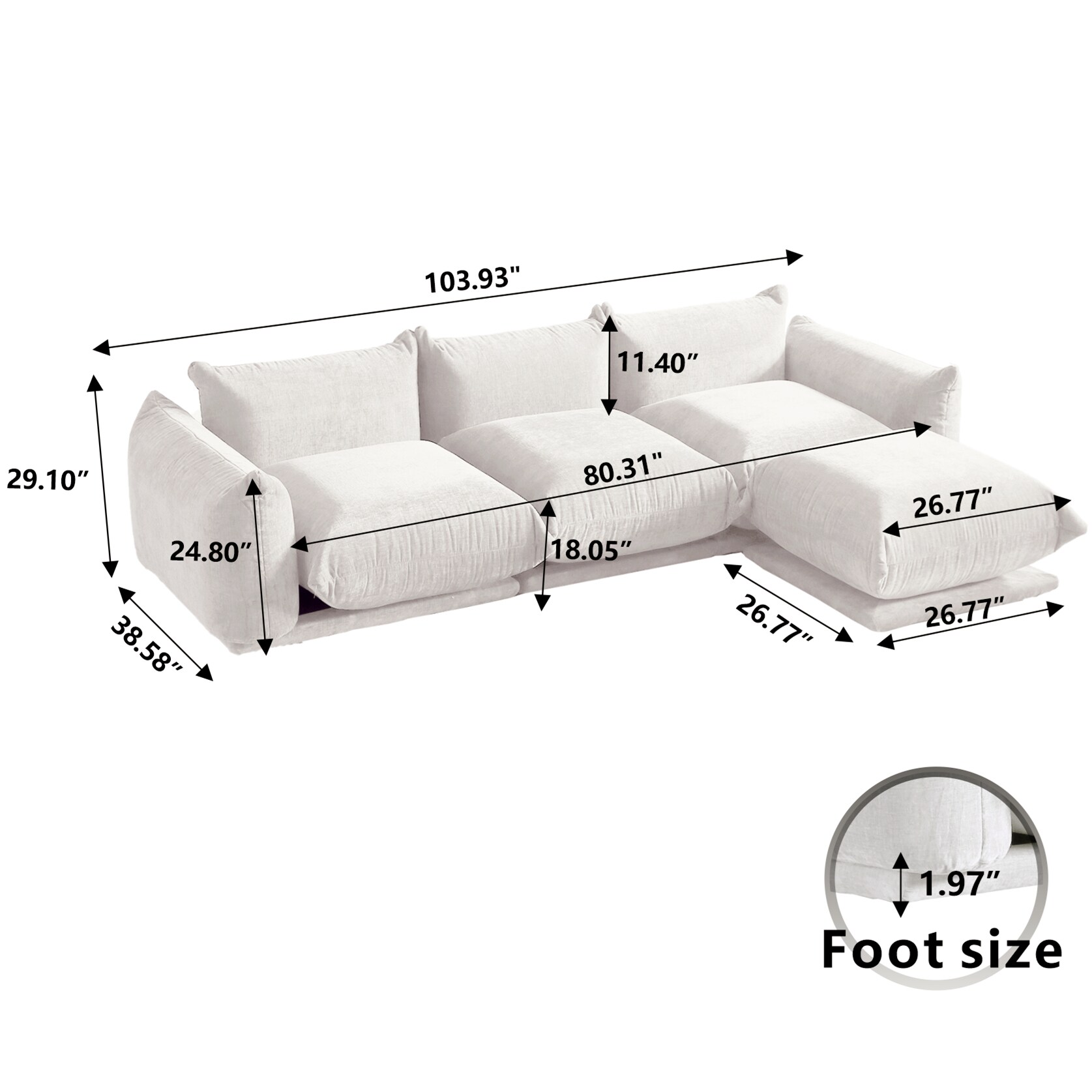 BuotiqHom DH-A-119BE-S3+1 Sofas-Loveseats - View #3