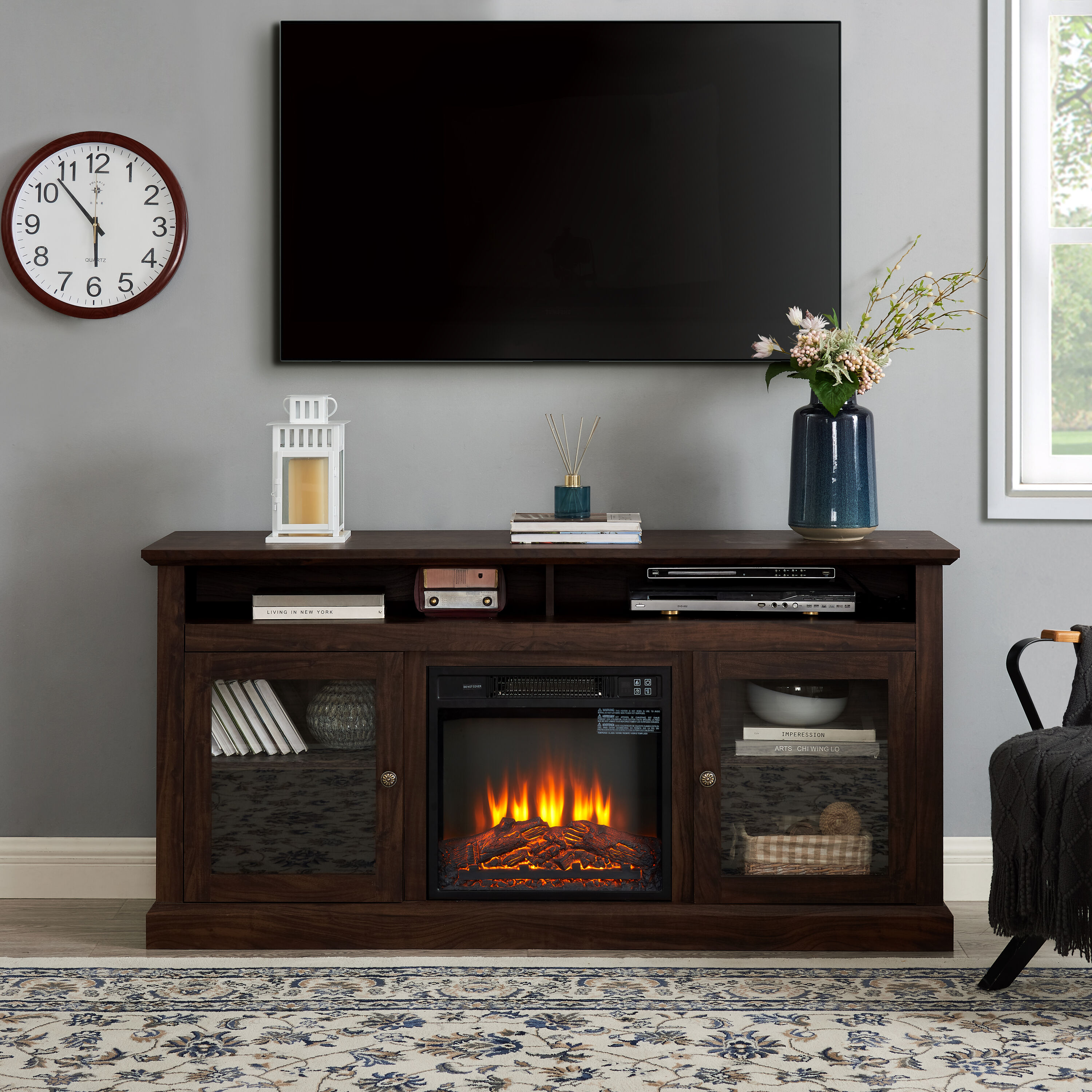 HyperDrop Cart 60-in W x 15.75-in D x 29-in H Brown Contemporary TV ...