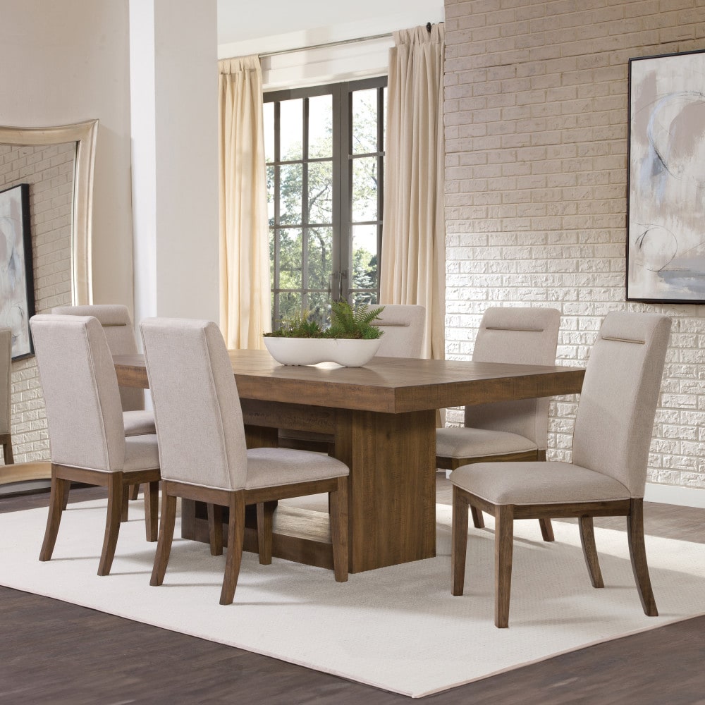 Steve Silver GA500-7PC Toffee Transitional Dining Room Set with Rectangular Table ( Seats 6 )