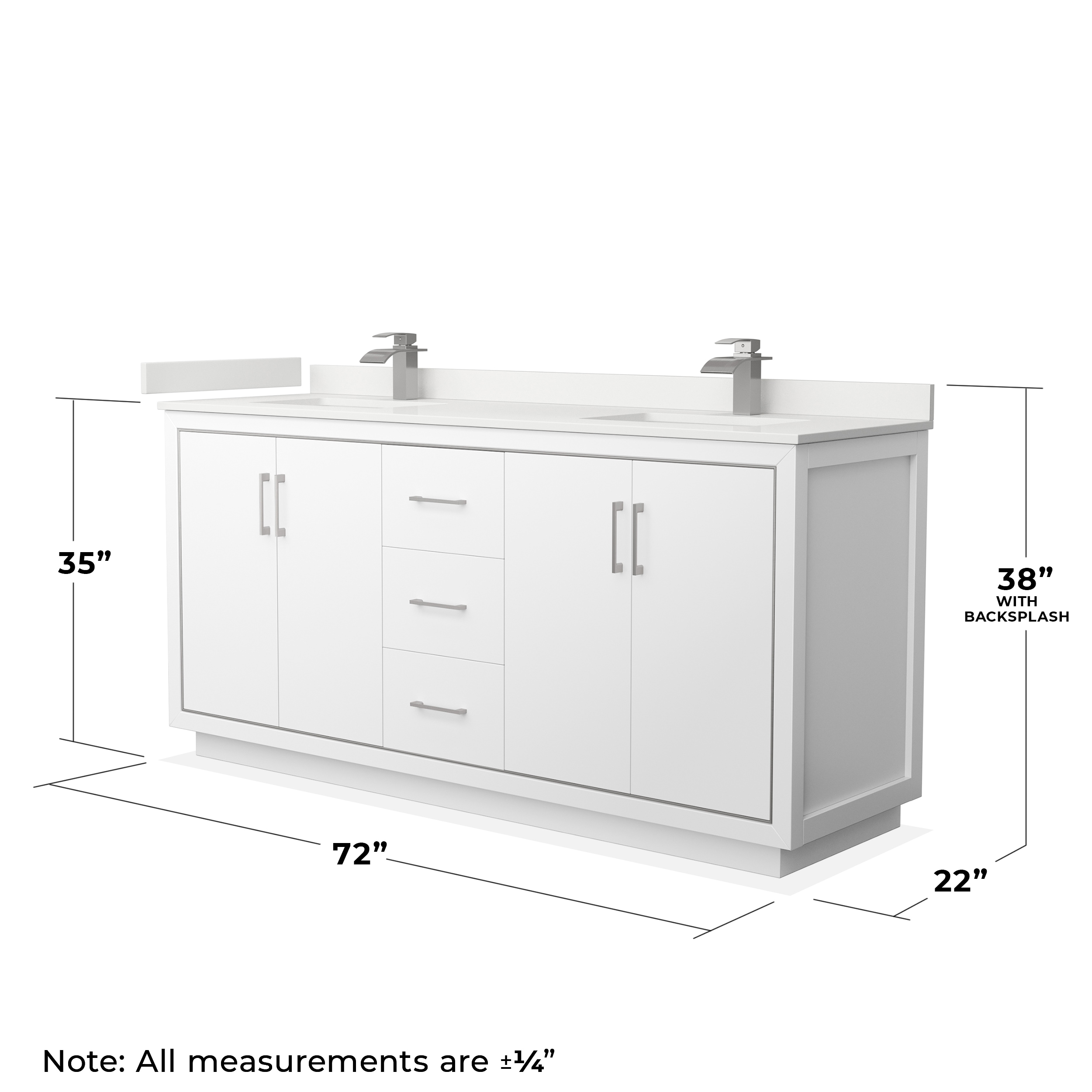72" White Double Bathroom Vanity with Quartz Top