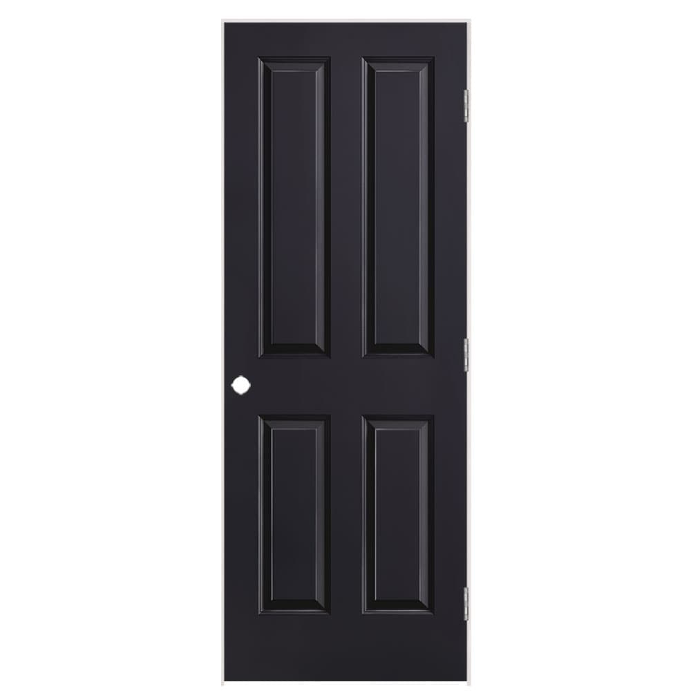 Masonite 1316573 30-in x 80-in Midnight Solid core 4 panel square Left hand Smooth Prefinished Molded composite Flat Jamb Single Prehung Interior Door