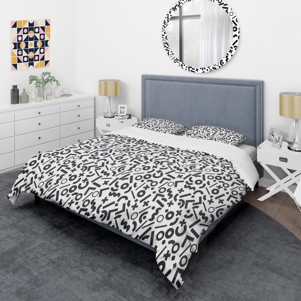 Full/Queen Geometric Shapes Microfiber Duvet Cover Set