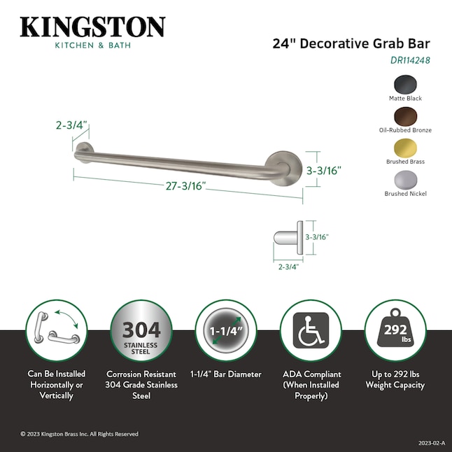 Kingston Brass Americana 24-in Oil-Rubbed Bronze Wall Mount (ADA Compliant) Grab Bar Kingston Brass Americana 24-in Oil-Rubbed Bronze Wall Mount (ADA Compliant) Grab Bar