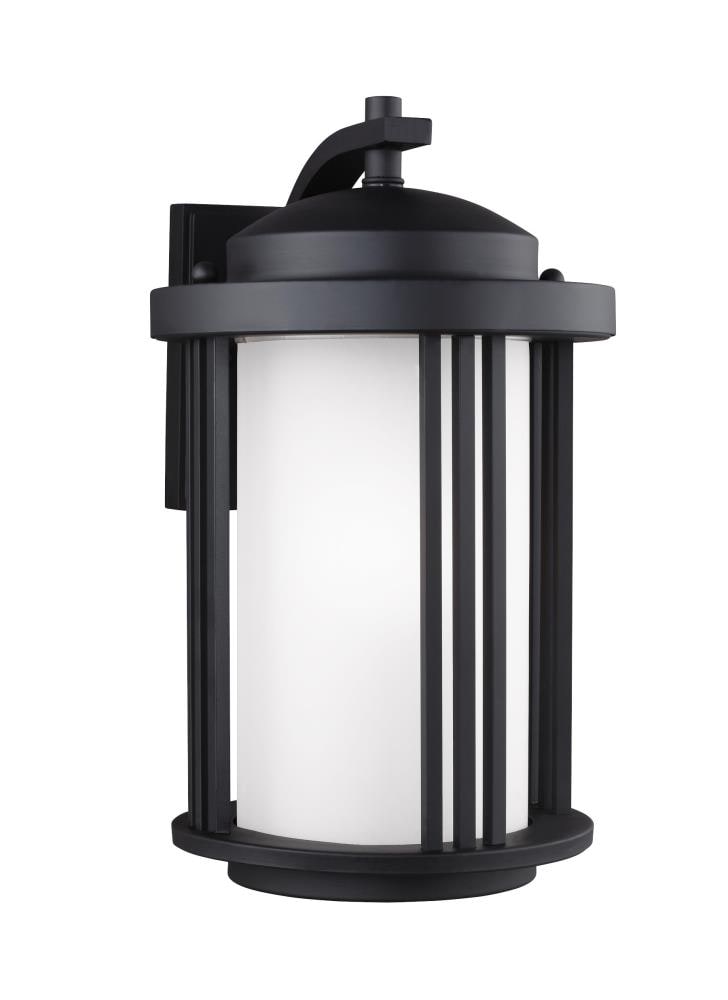 Generation Lighting 8747901EN3-12 Crowell 1 -Light 14.88-in H Satin Black Hardwired Outdoor Wall Light