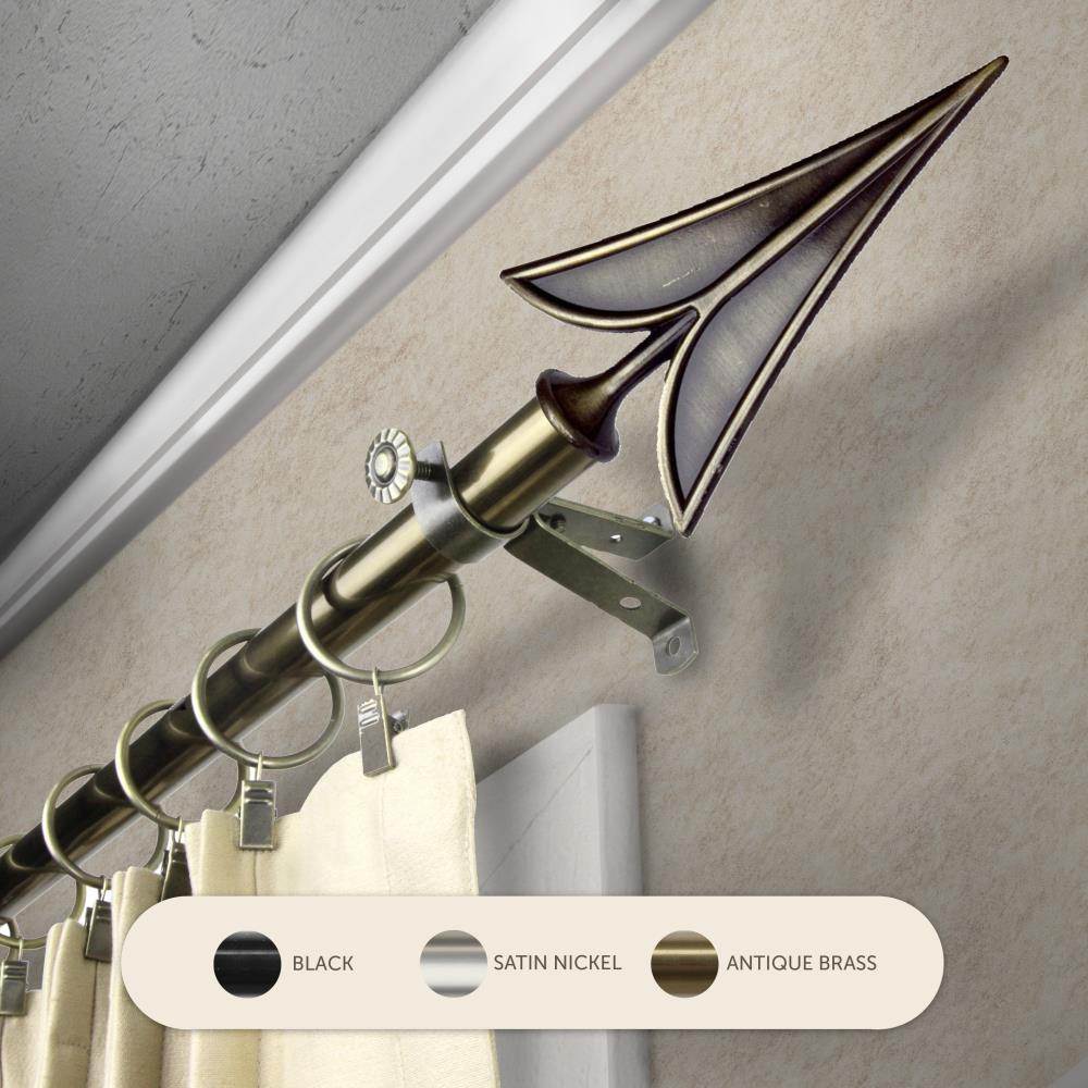Hart & Harlow L4825-994 13/16-in Allora 120-in to 170-in Antique brass Steel Single curtain rod with Finials