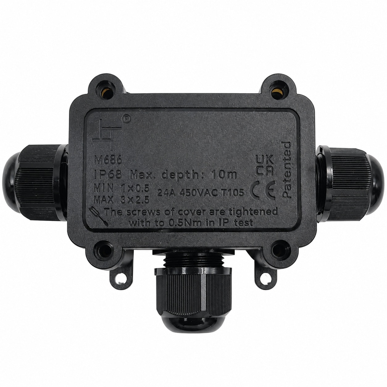 JOWEI  Waterproof External T Shape 3 Way 1IN2OUTS IP68 Underwater Junction Box for LED Underground Lighting Wire Cable Connector Outdoor Power