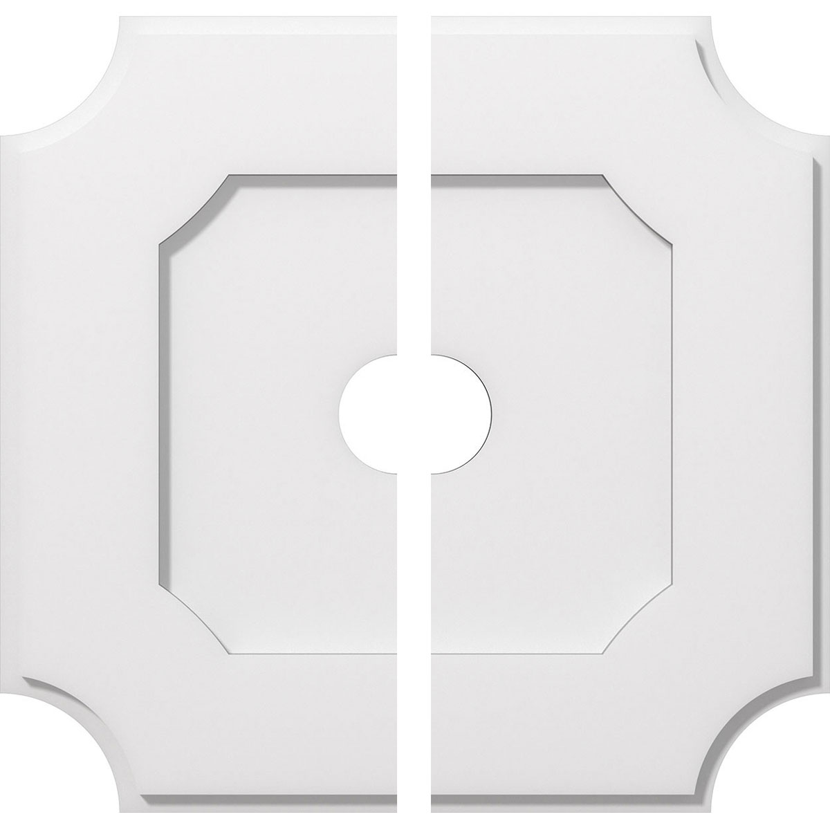 Ekena Millwork CMP20LE2-03000 Locke 20-in W x 20-in L Contemporary White PVC Split Ceiling Medallion