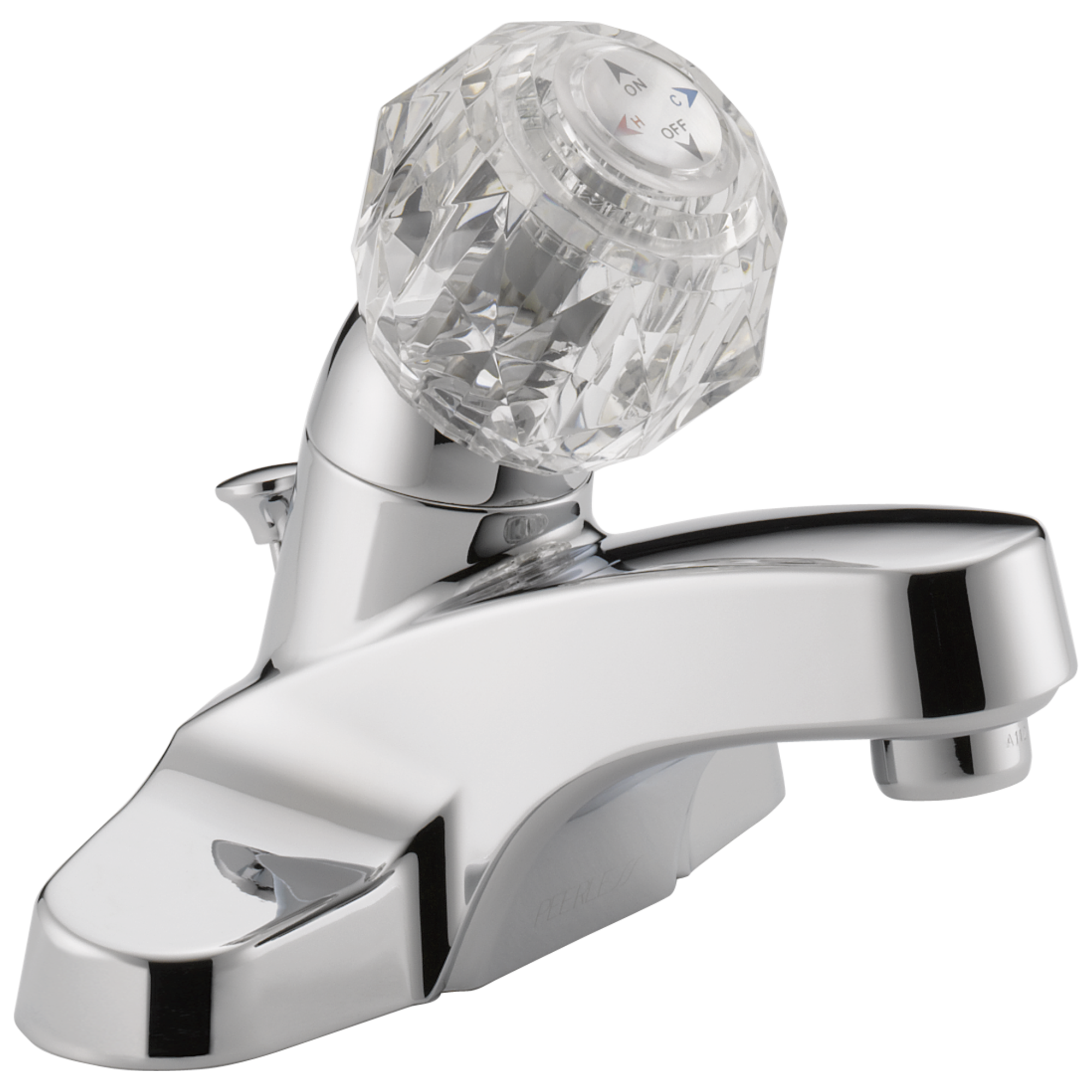 Peerless P188621LF Chrome 4-in centerset 1-handle WaterSense Mid-arc Residential Handle Bathroom Sink Faucet with Drain