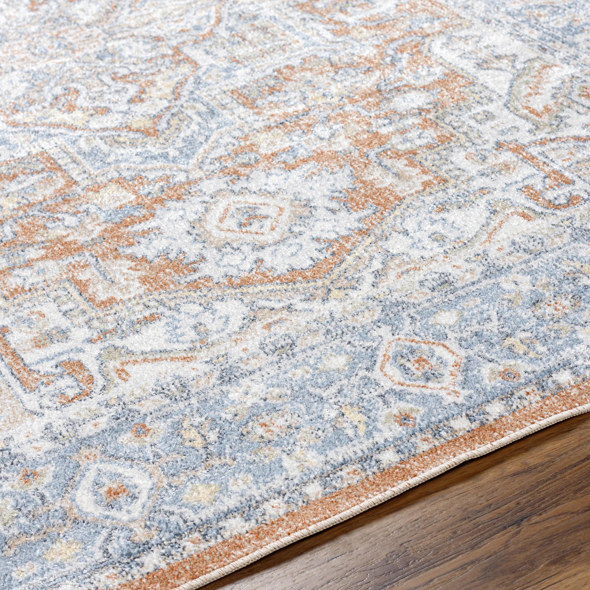 Blue Rectangular Synthetic Easy Care Washable Rug