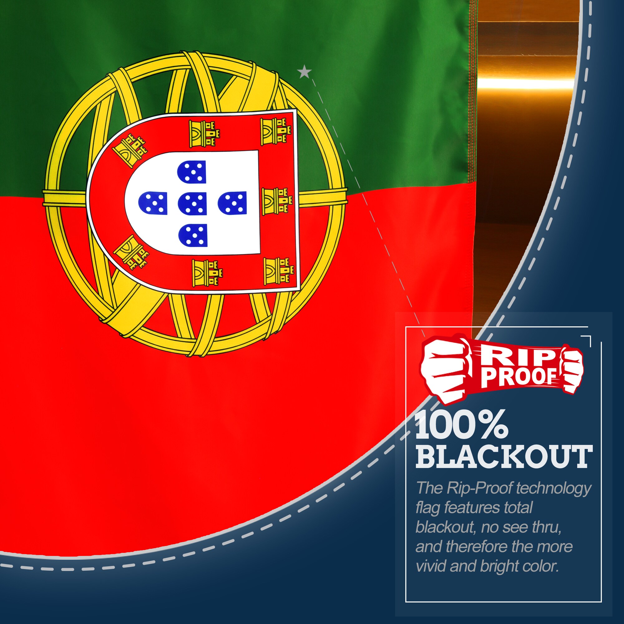 Rip-Proof Double Sided 3-Ply Portugal Flag with Grommets