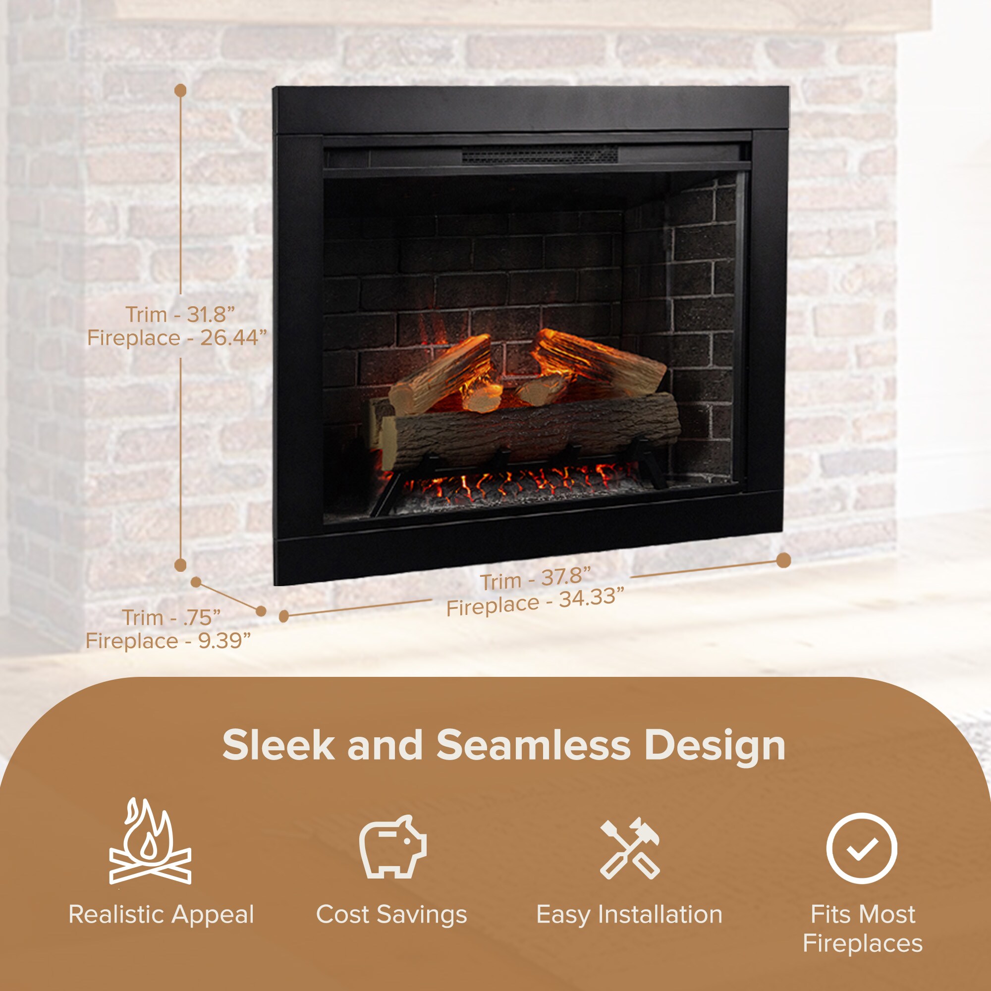 Modern Ember EF-TL-33 & TRIM-33 Electric-Fireplace-Fireboxes - View #5