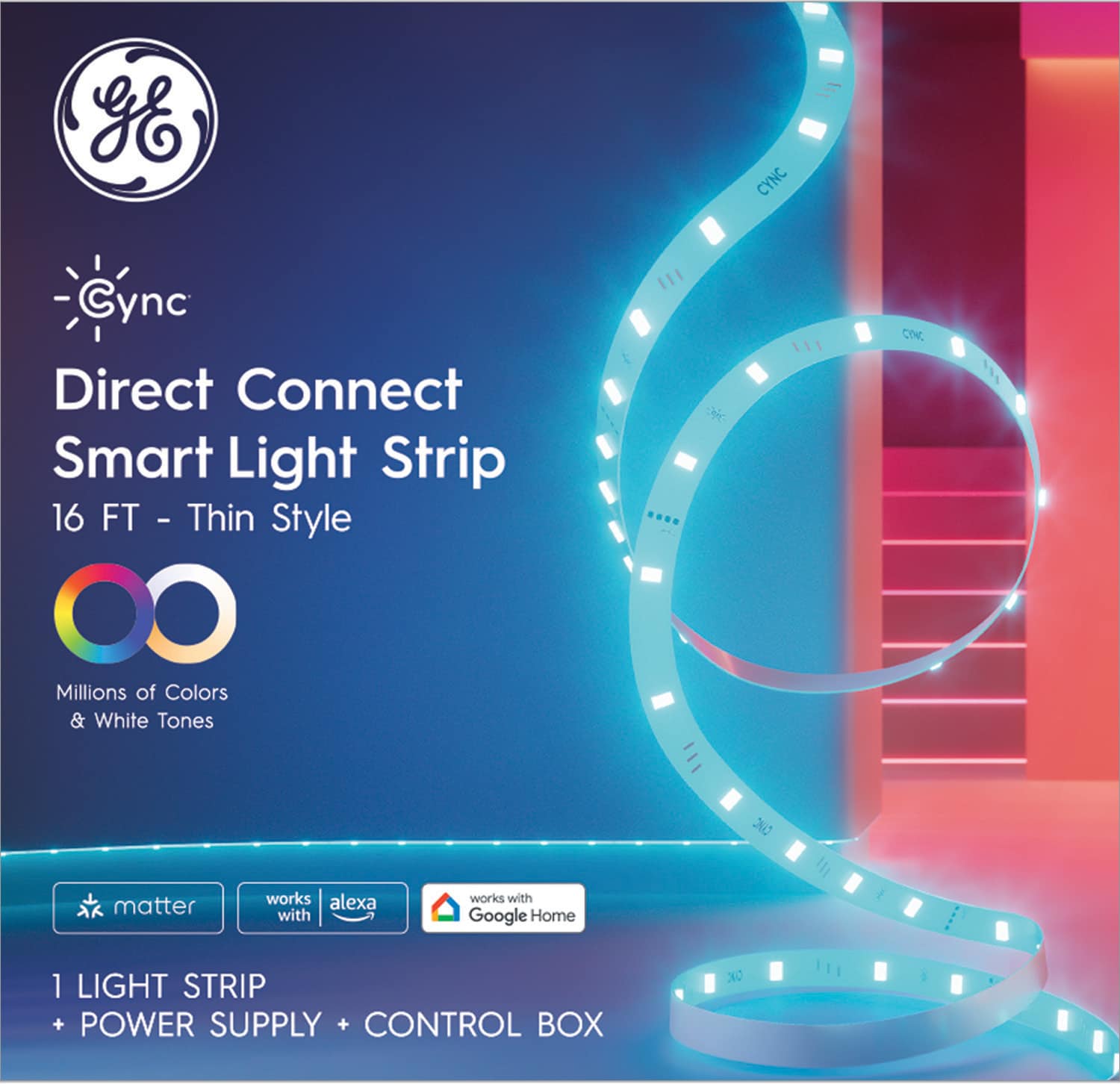 GE Cync 16-ft Smart Plug-in LED Under Cabinet Strip Light - Matter Compatible