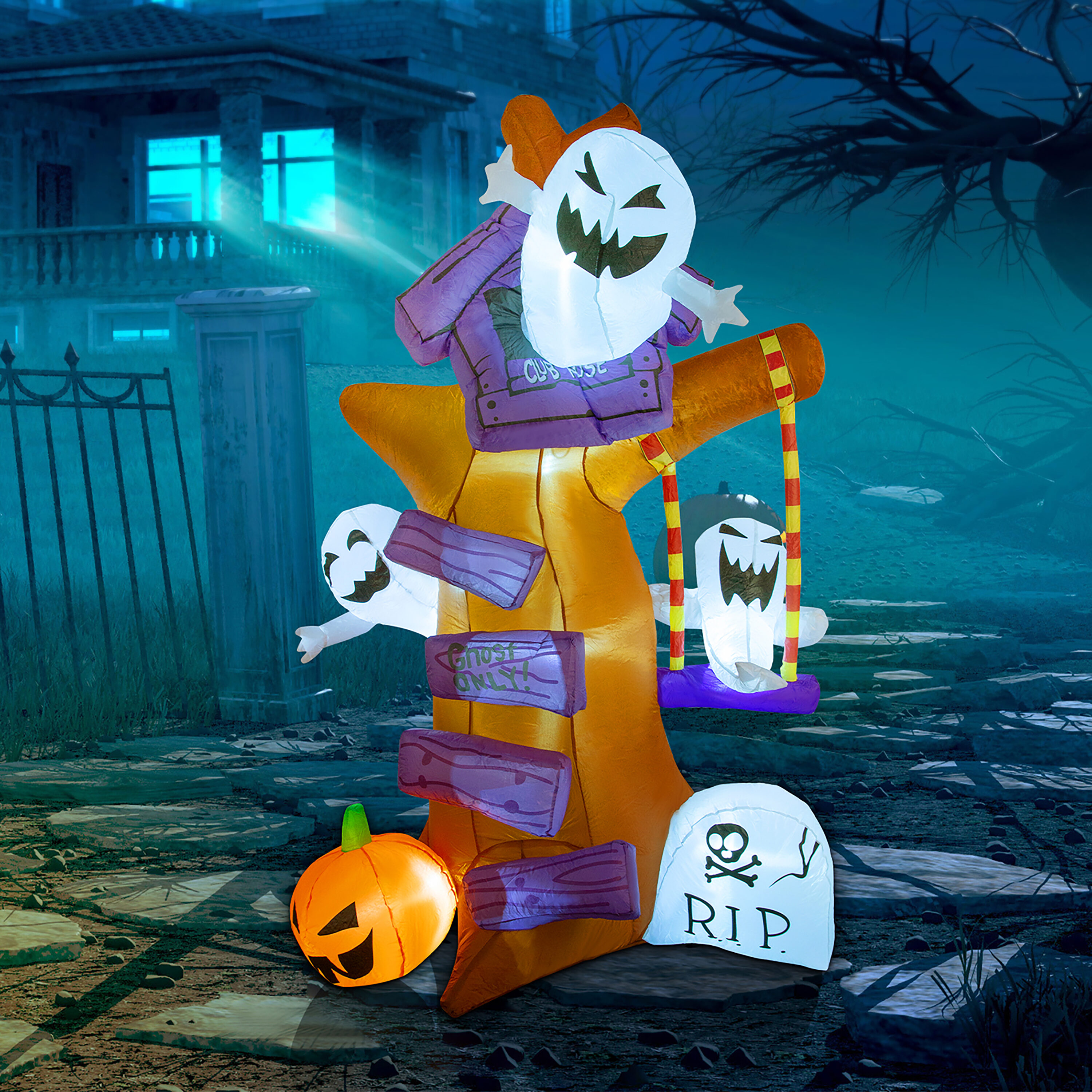 GOOSH DJ-WS-69170 7.8-ft Lighted Ghost Inflatable