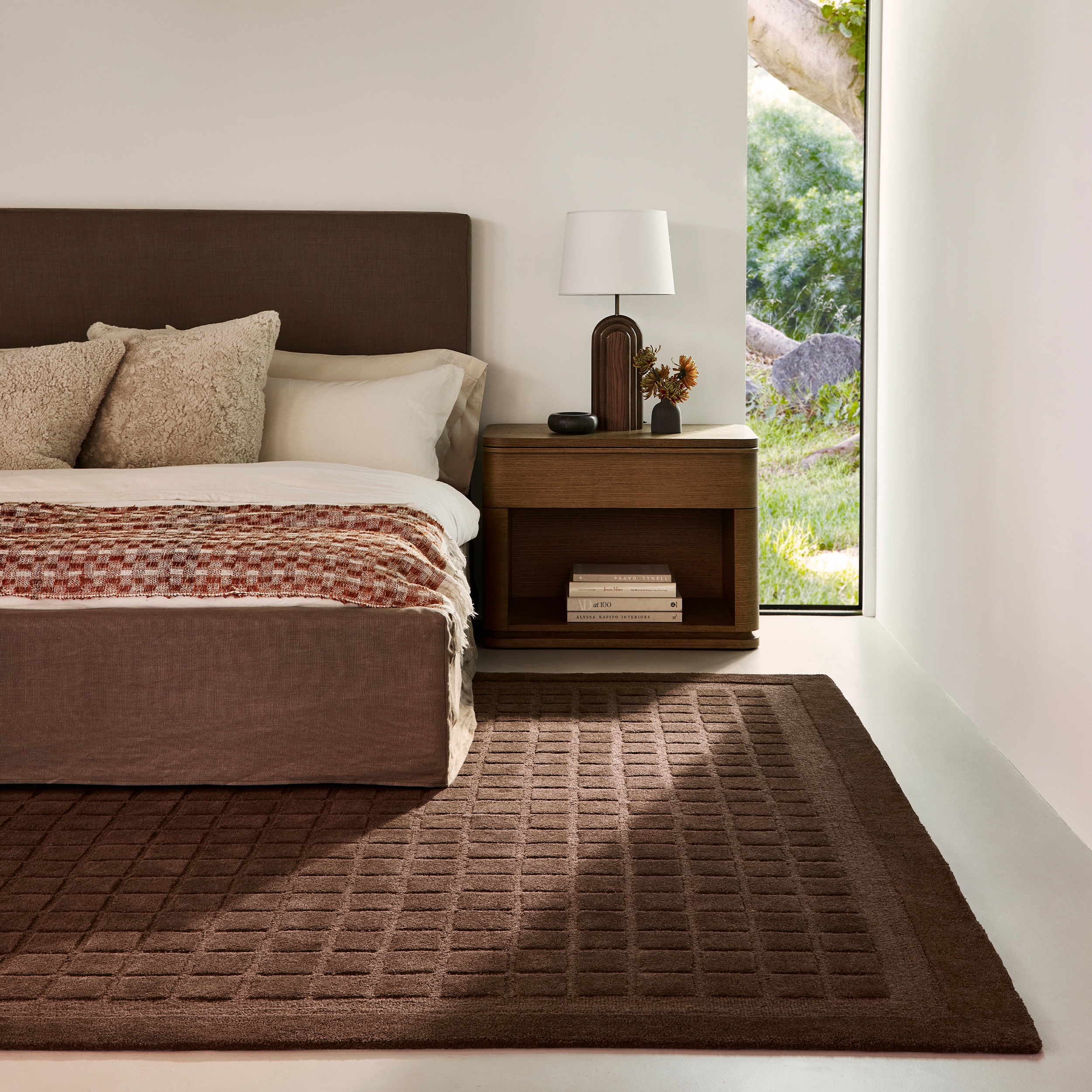 nuLOOM 200MTFI01C-609 Fritz Checkered Wool 6ft. x 9ft. Brown Area Rug