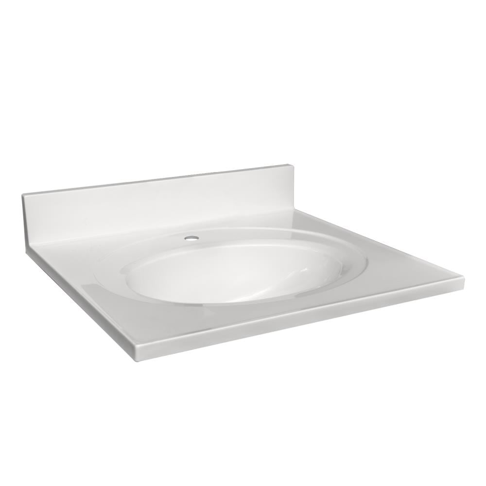 Design House 554600 25-in x 22-in Solid White Cultured Marble Single Sink 1-Hole Bathroom Vanity Top