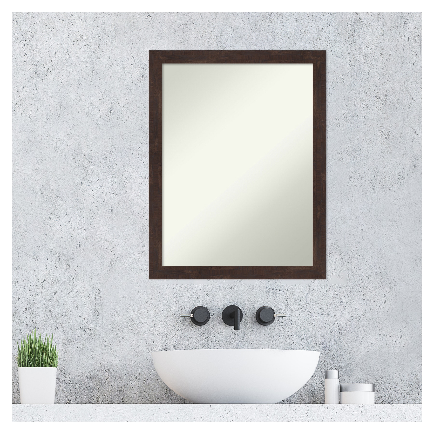 Fresco Dark Walnut Wood Framed Bathroom Vanity Mirror