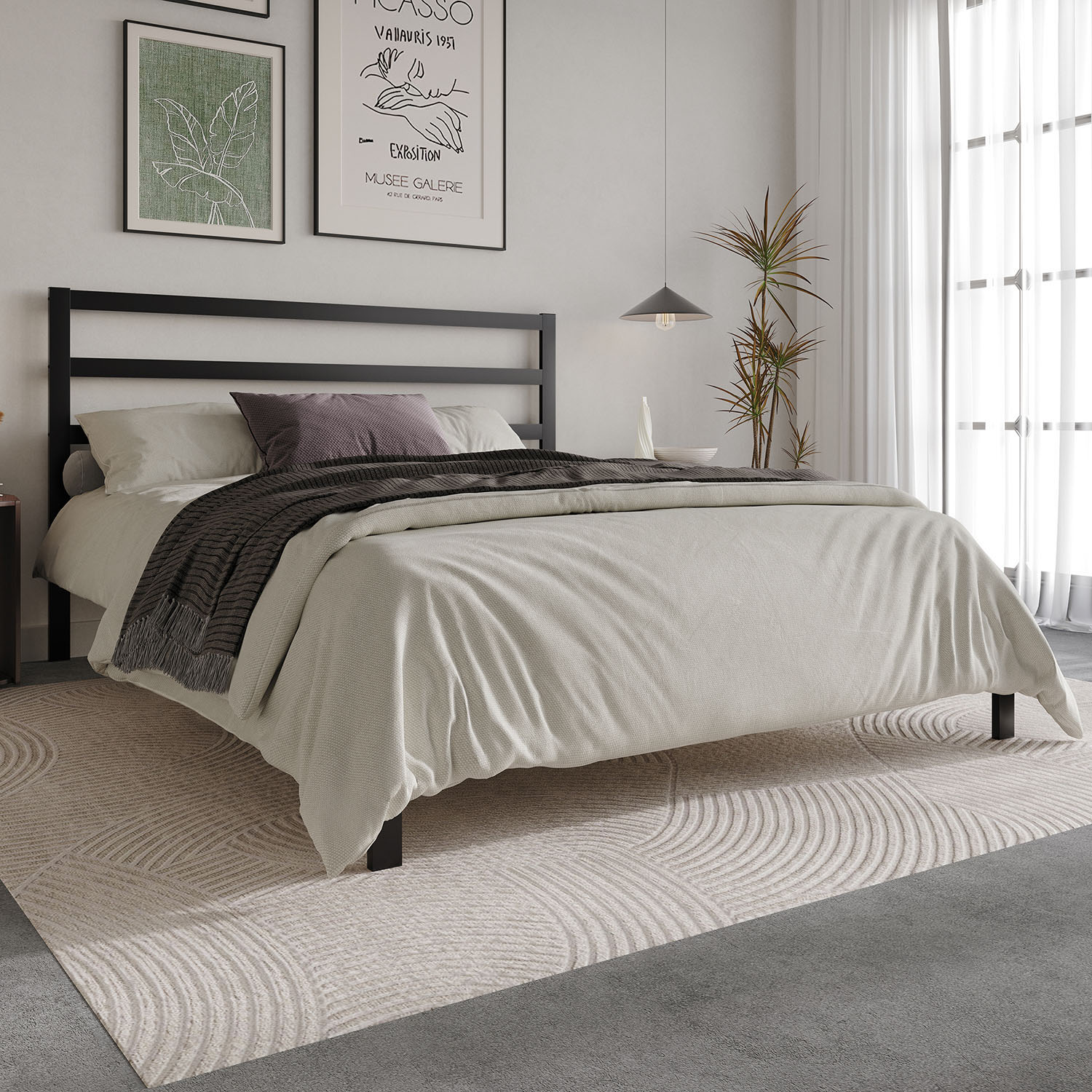 CasePiece CMB031FPL-BK-MT Black Full Metal Platform Bed
