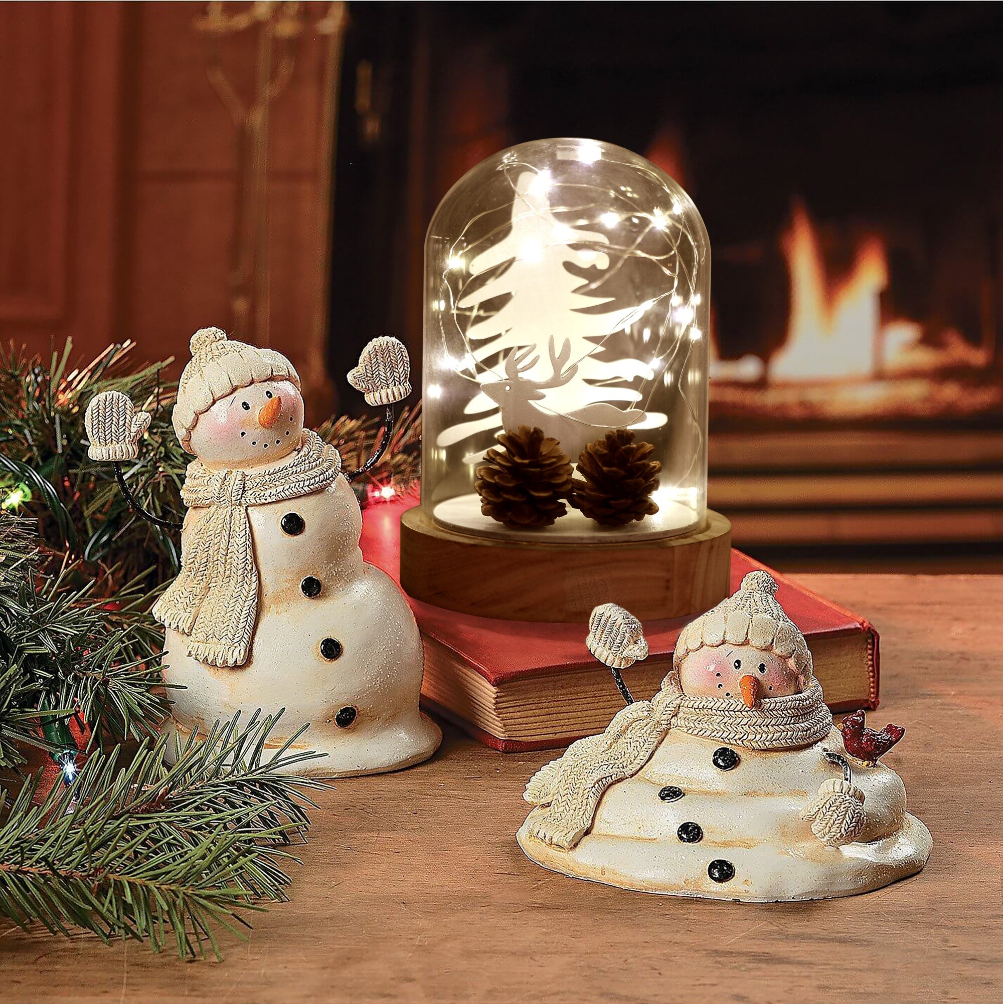 LuxenHome 7.9-in Lighted Pinecone Battery-operated Christmas Decor in ...