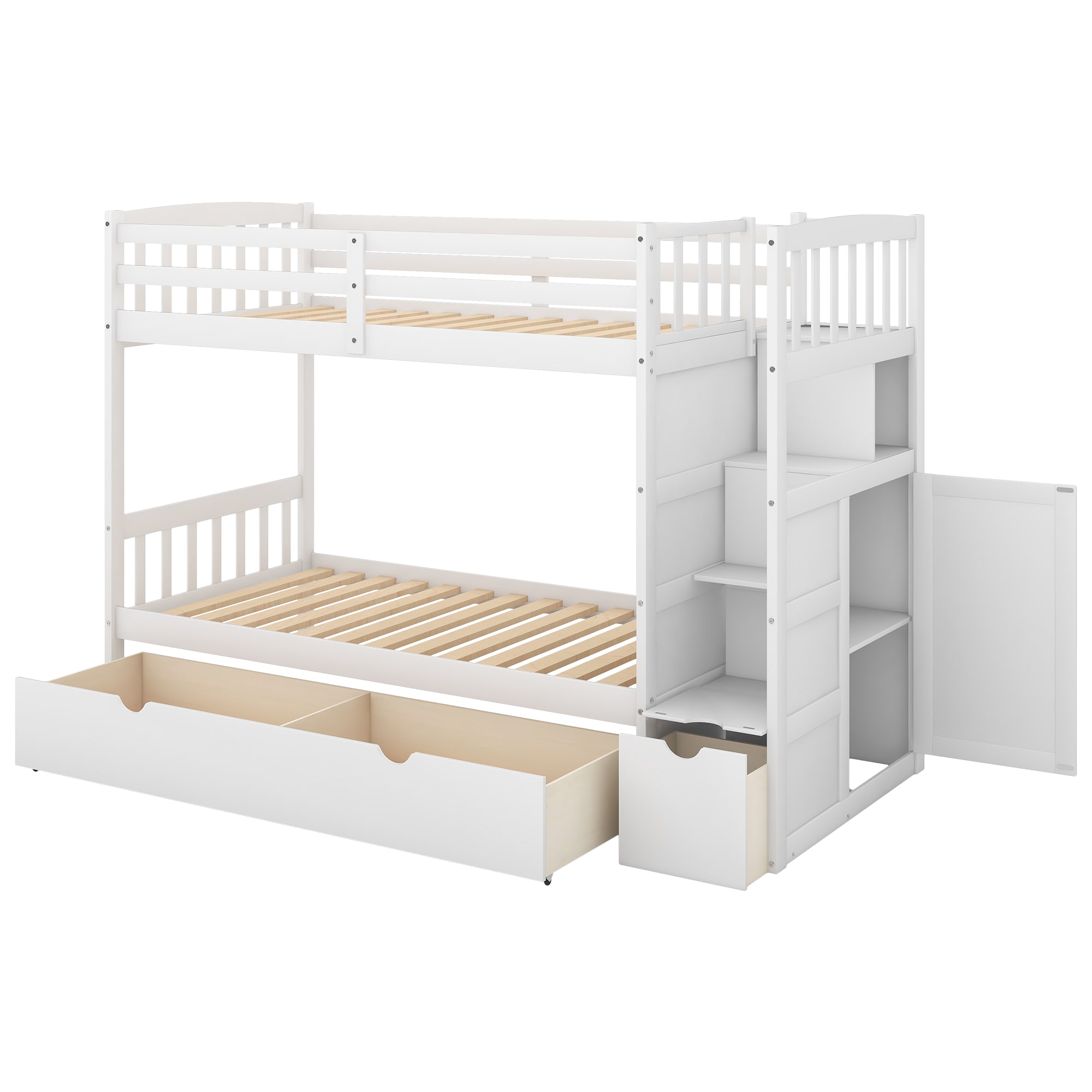 Qualler BWM000117K White Twin over full Bunk Bed