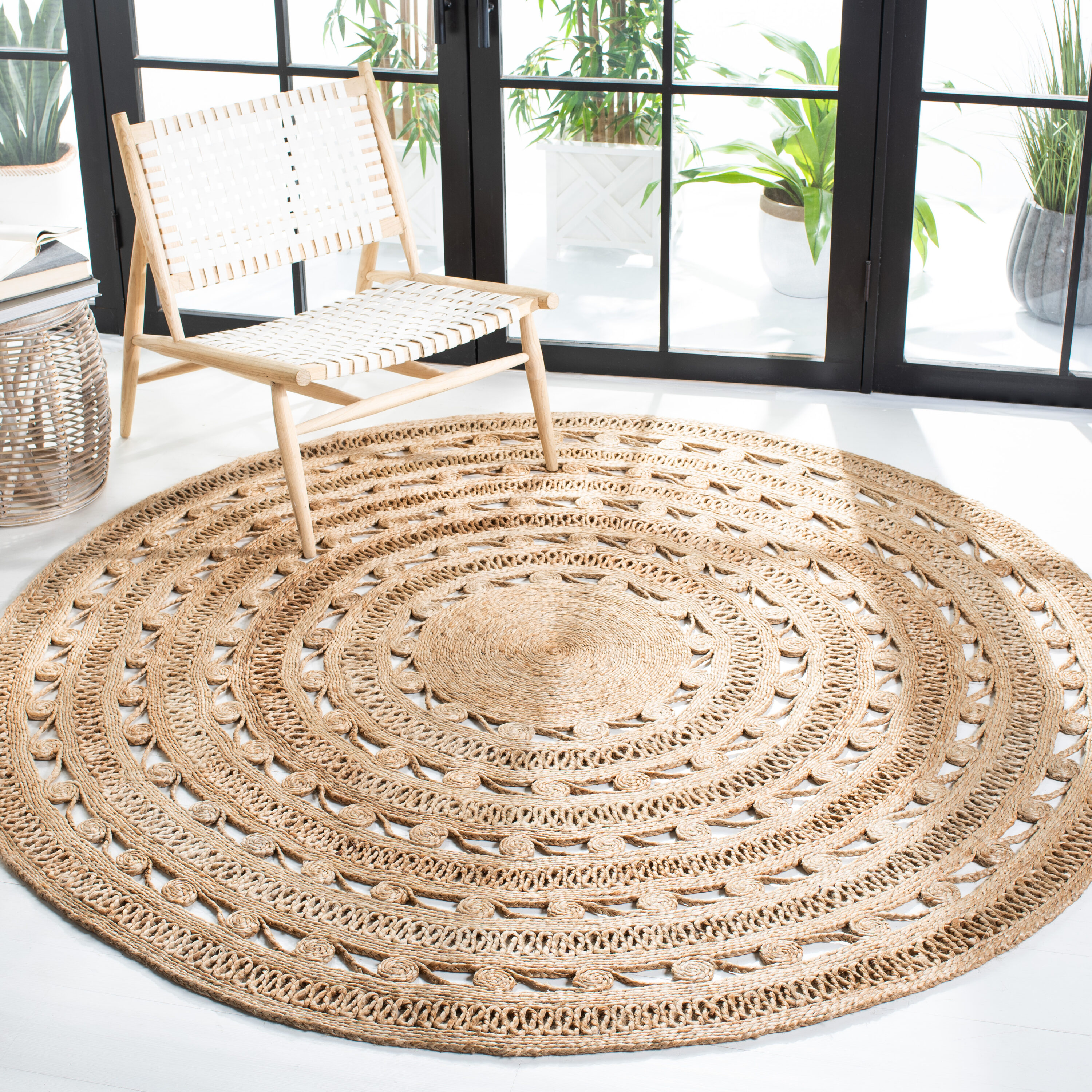  Natural Fiber 169 Natural Bohemian 5ft x 5ft Round Rug